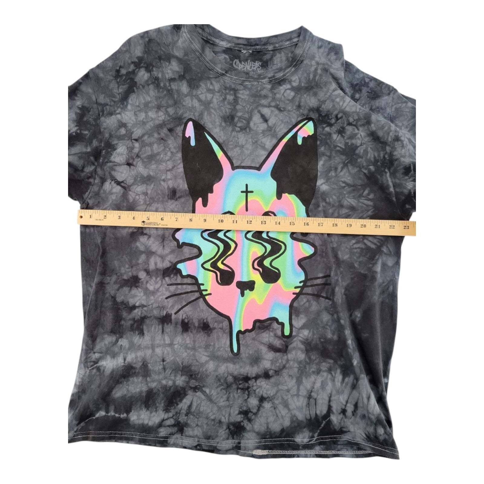 Spencers Tripy Tie Dye Psychedelic Melty Meow Cat Shirt Mens Size XL