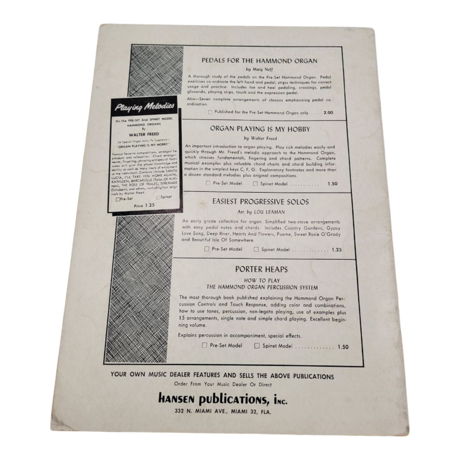 Strauss Waltzes for Spinet Model Hammond Organ Arranged by Ethel Smith 1954