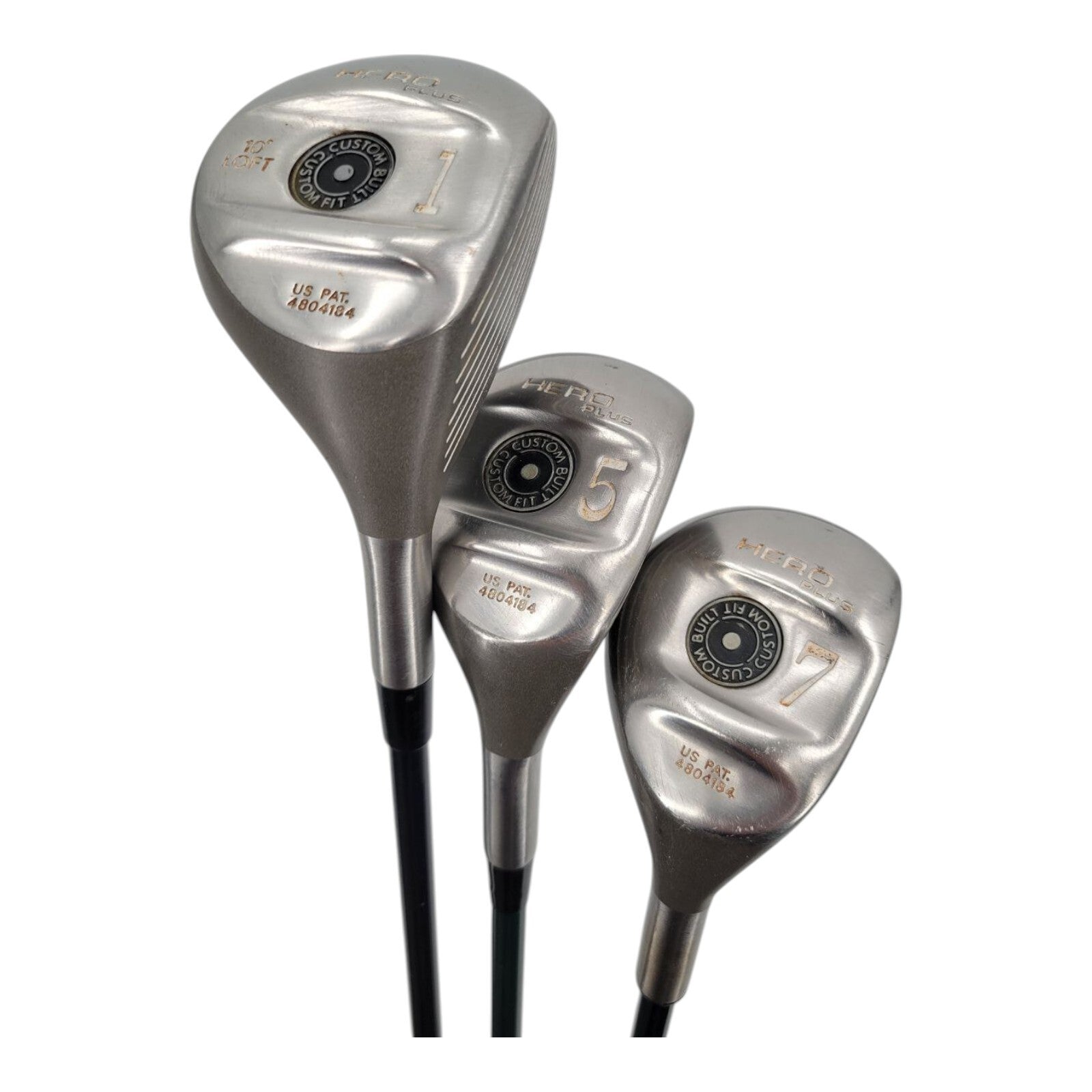 Hero Plus Driver 5 7 Woods 3 Club Set Graphite Shafts Chamois Grips Mens RH