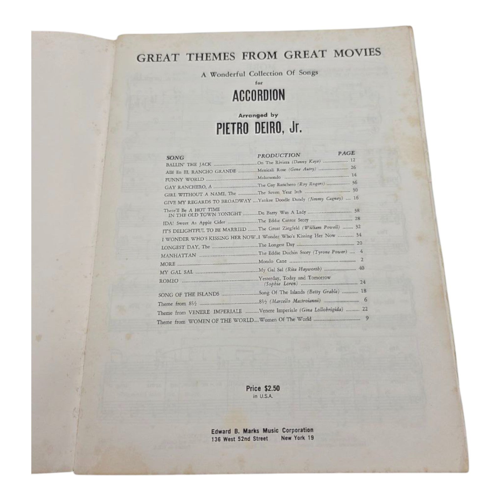 Great Themes from Great Movies A Wonderful Collection of Songs for Accordion