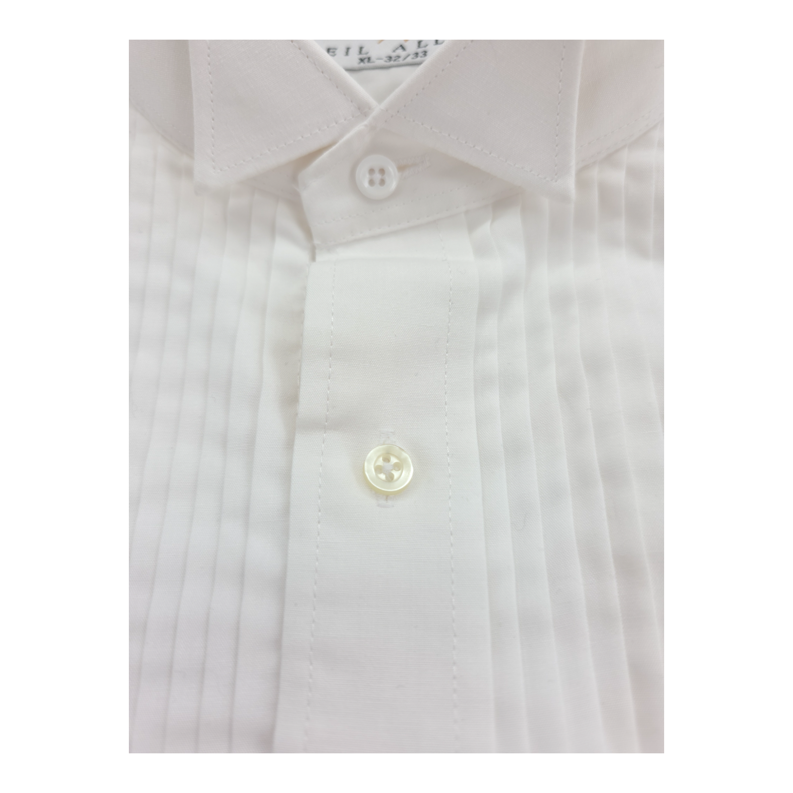 Neil Allyn Mens Tuxedo Shirt White Pleated Front Long Sleeve Formal XL 32/33