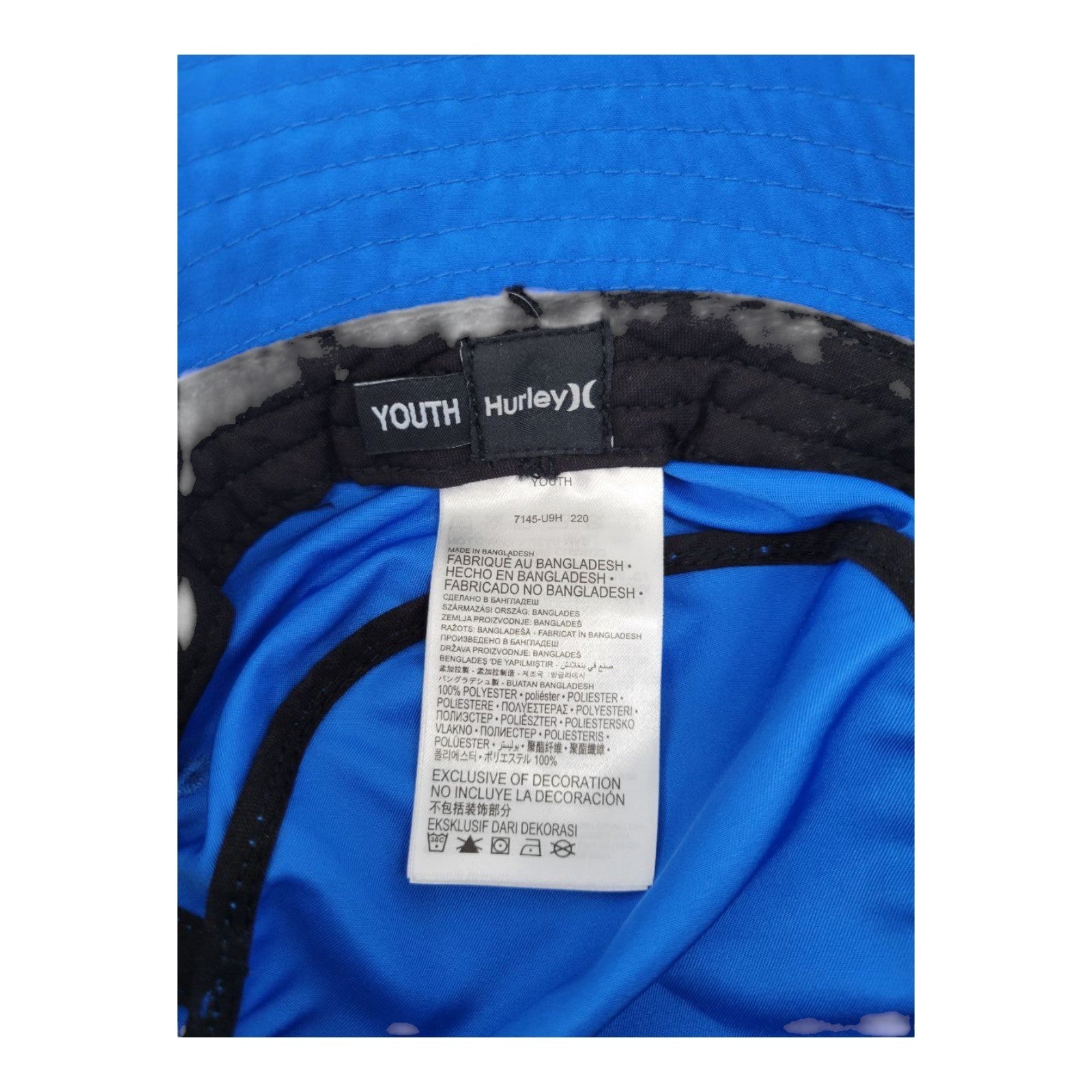 Hurley Youth Blue Bucket Hat UPF 50 Sun Protection Polyester