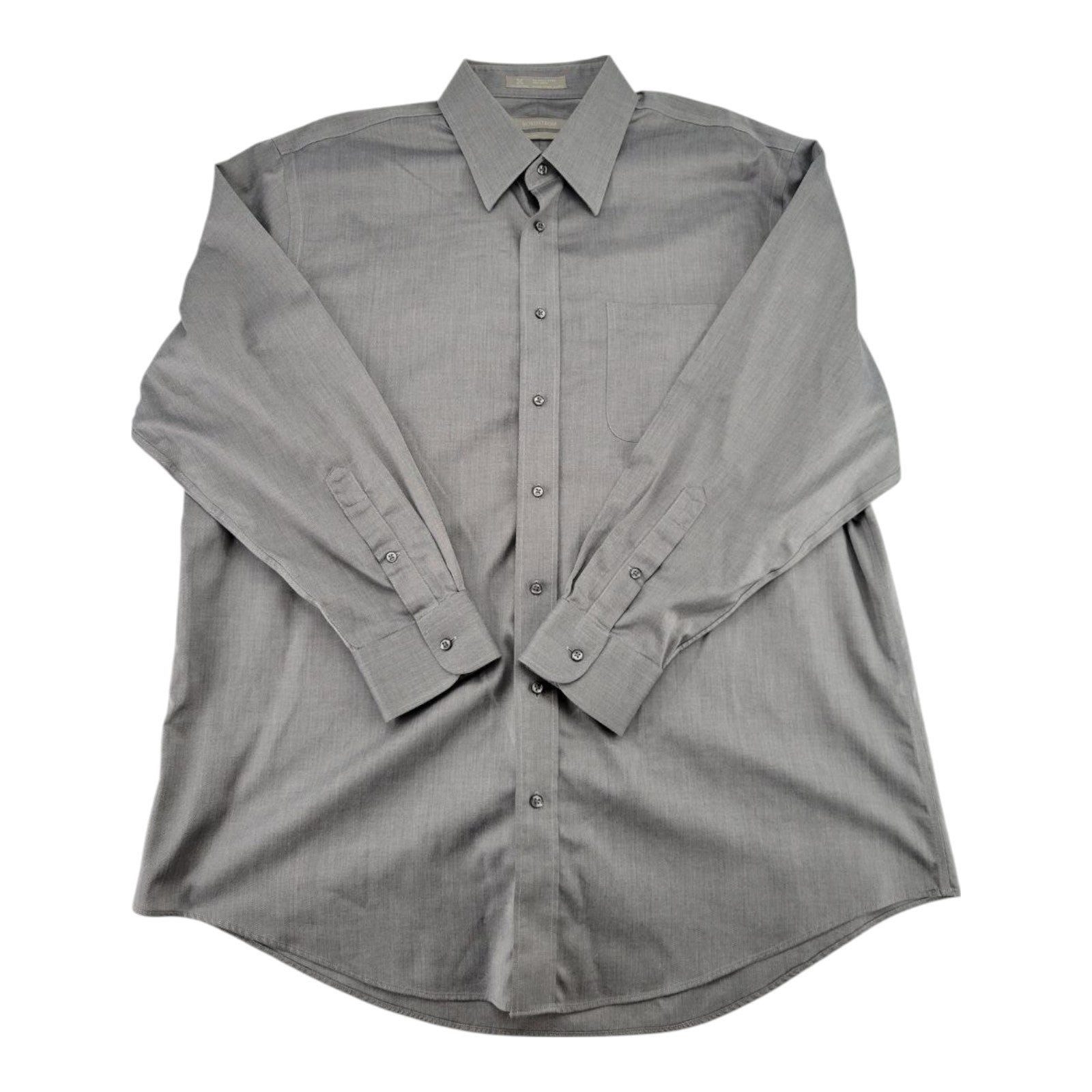 Nordstrom Men's Dress Shirt 17.5 34 Gray Wrinkle-Free Cotton Long Sleeve