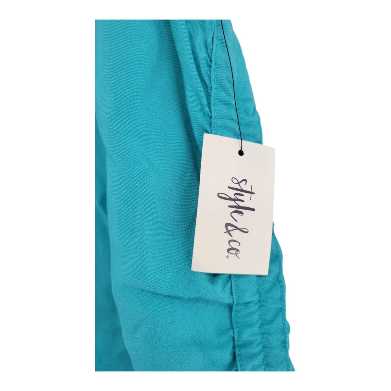 Style & Co Women's Sleeveless Button Top L Blue Ruched Side Blouse