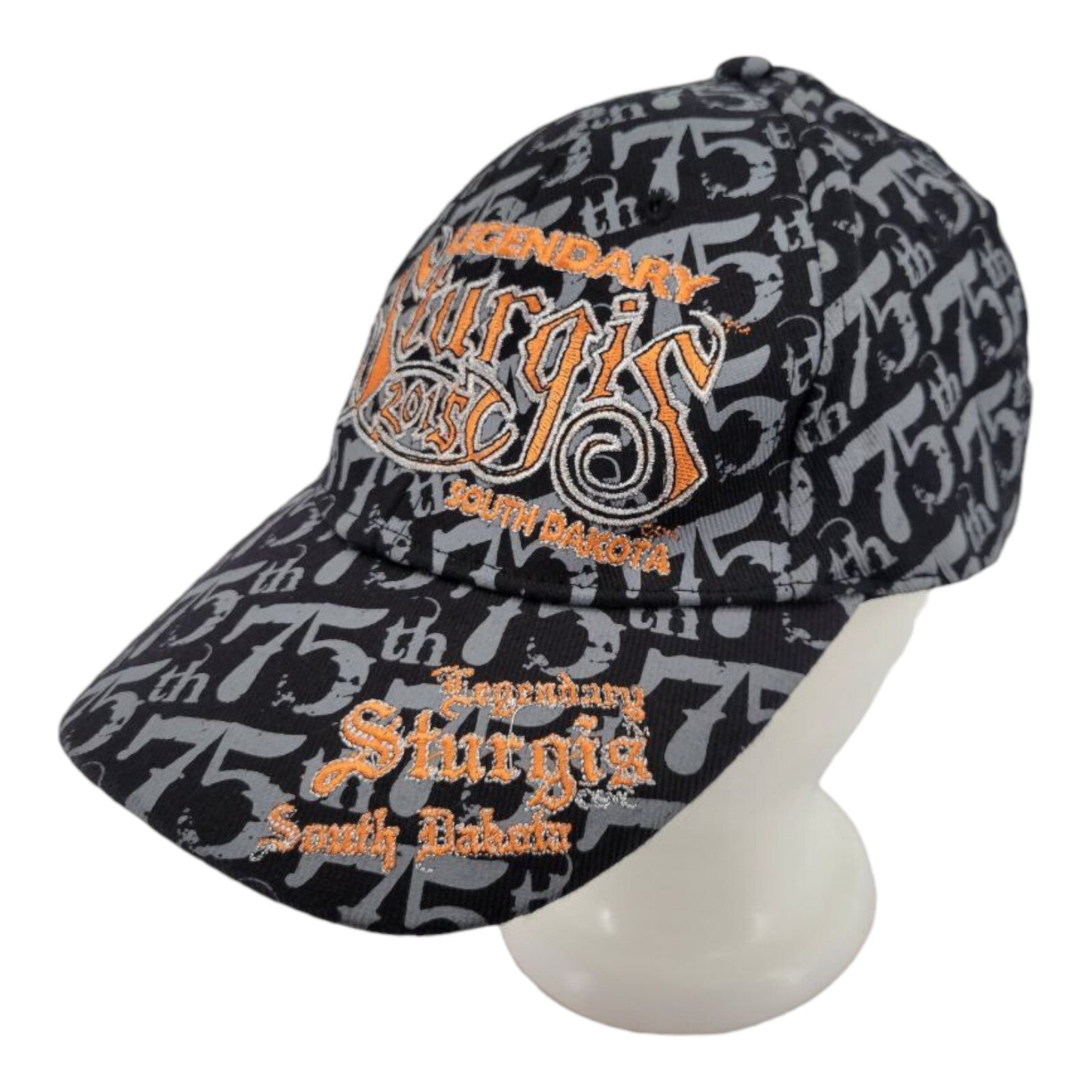 SMC Legendary Sturgis 75th Rally 2015 Black Embroidered Cap South Dakota Hat