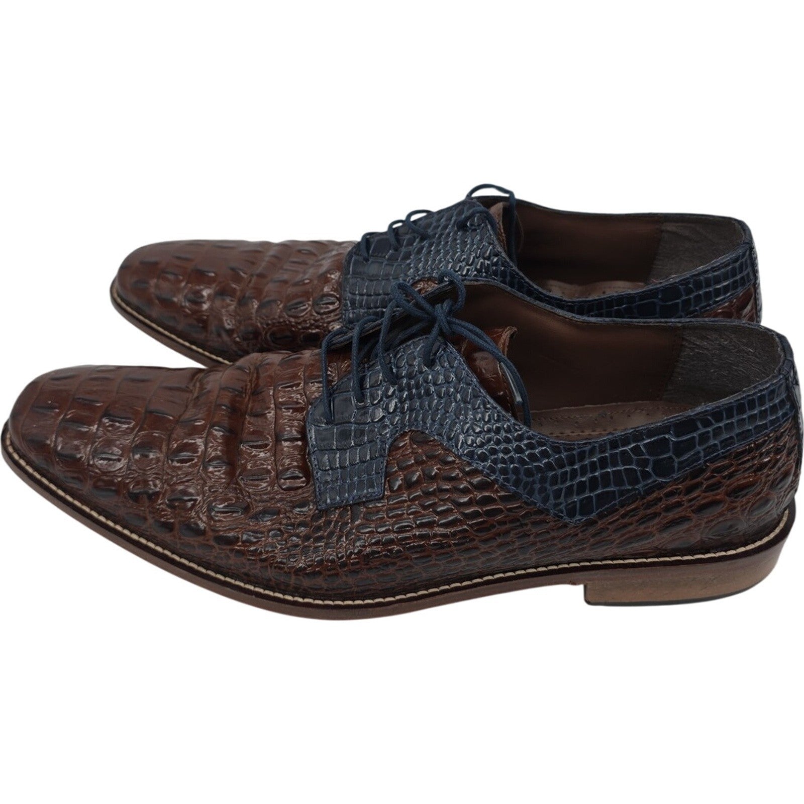 Stacy Adams Garelli Cognac Multi Embossed Leather Oxford Dress Shoes Men’s 14W