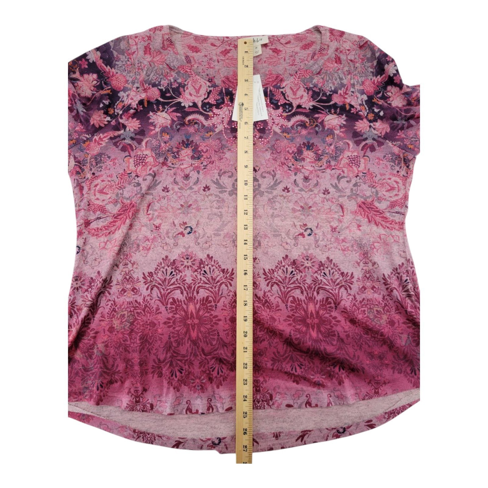 Style & Co Women's Floral Sequin Tunic Top 2X Long Sleeve