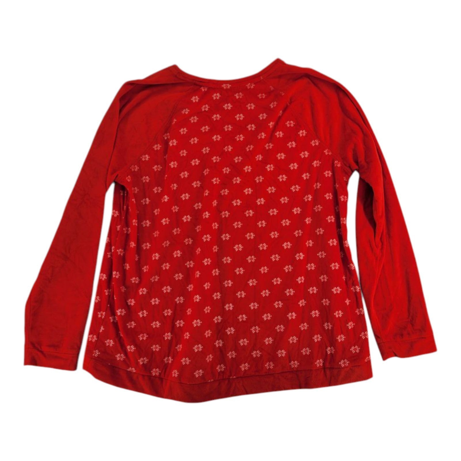 Sonoma Red White Snowflakes Raglan Tee Long Sleeve Top Women's XXL