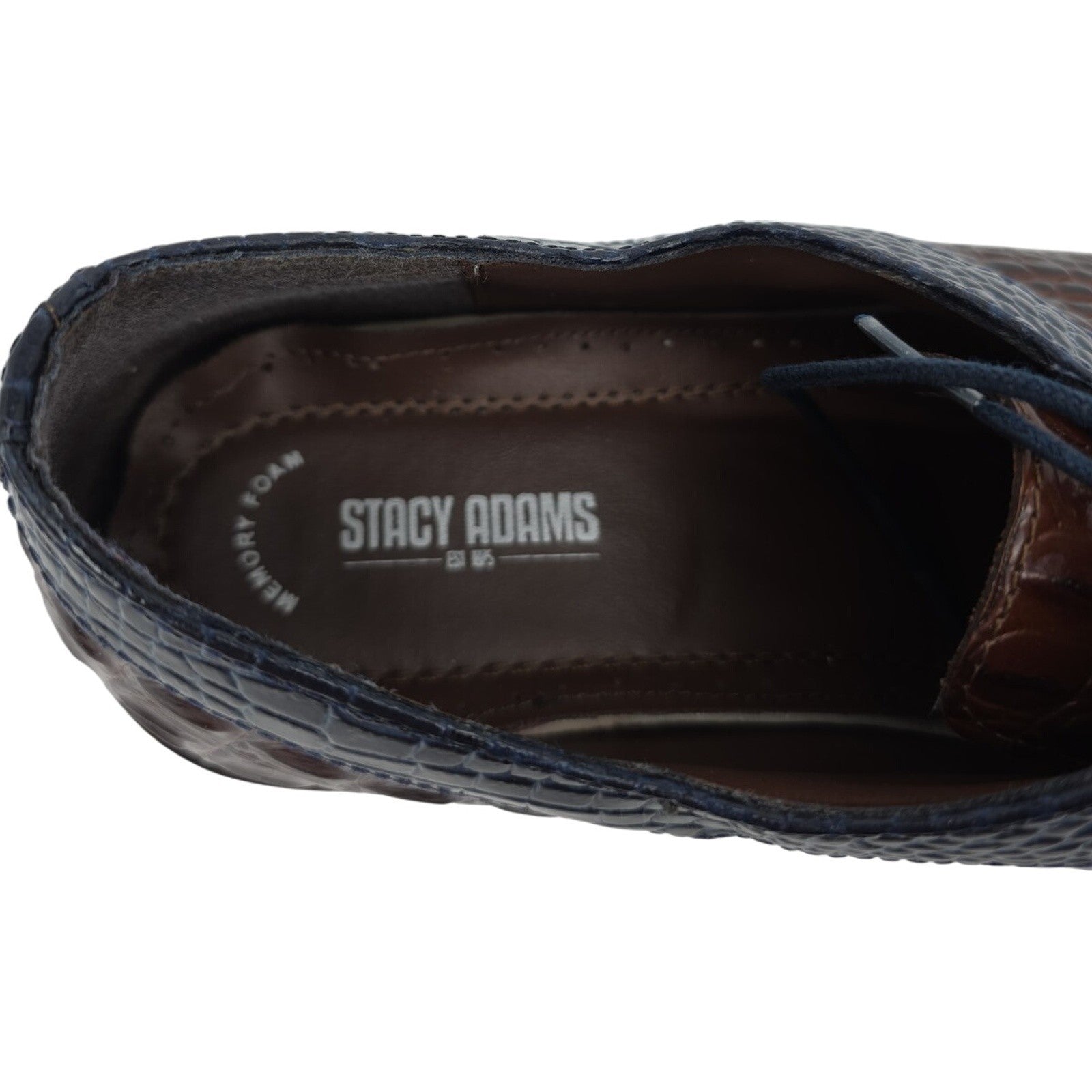 Stacy Adams Garelli Cognac Multi Embossed Leather Oxford Dress Shoes Men’s 14W