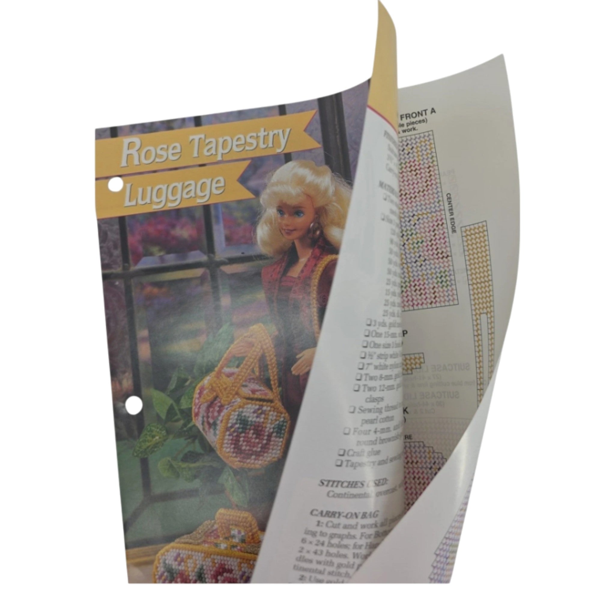 Lot 2 Annie’s 1995 Plastic Canvas Doll Patterns Bridal Gown & Rose Luggage Set