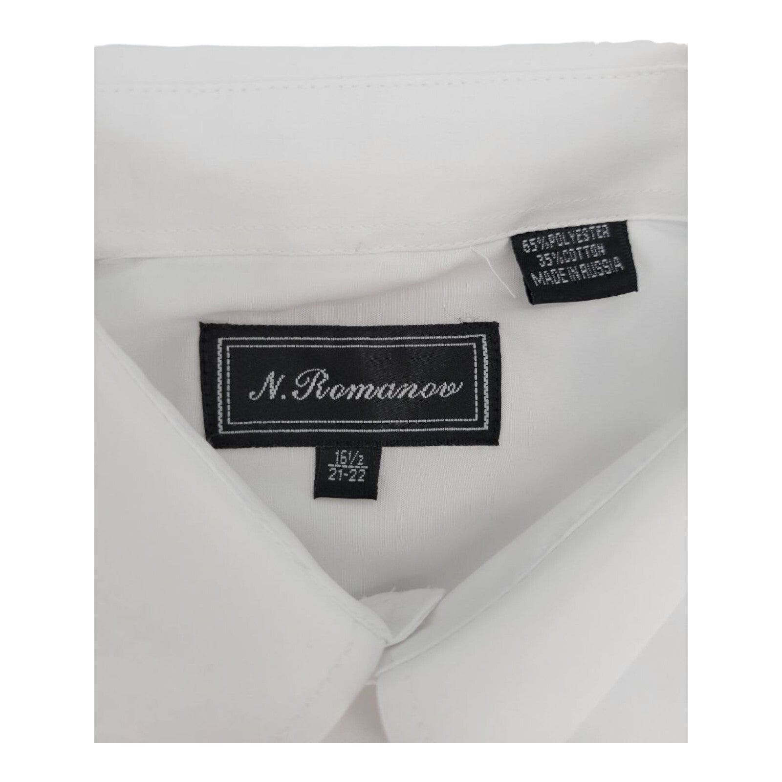 N. Romanov White Dress Shirt Short Sleeve Button Up Size 16.5