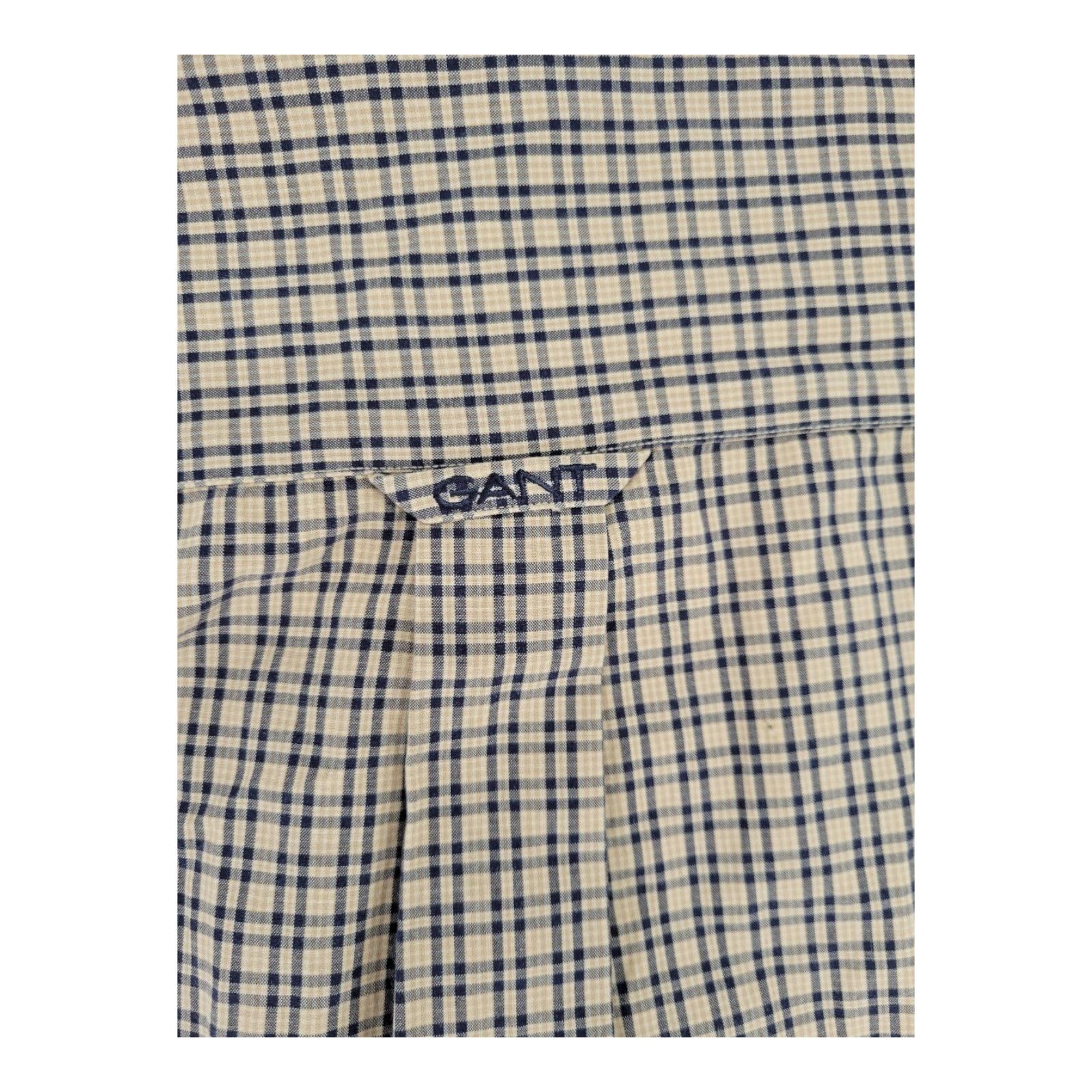 GANT USA Mens Shirt Beige Navy Tartan Plaid Cotton Button Down XXL