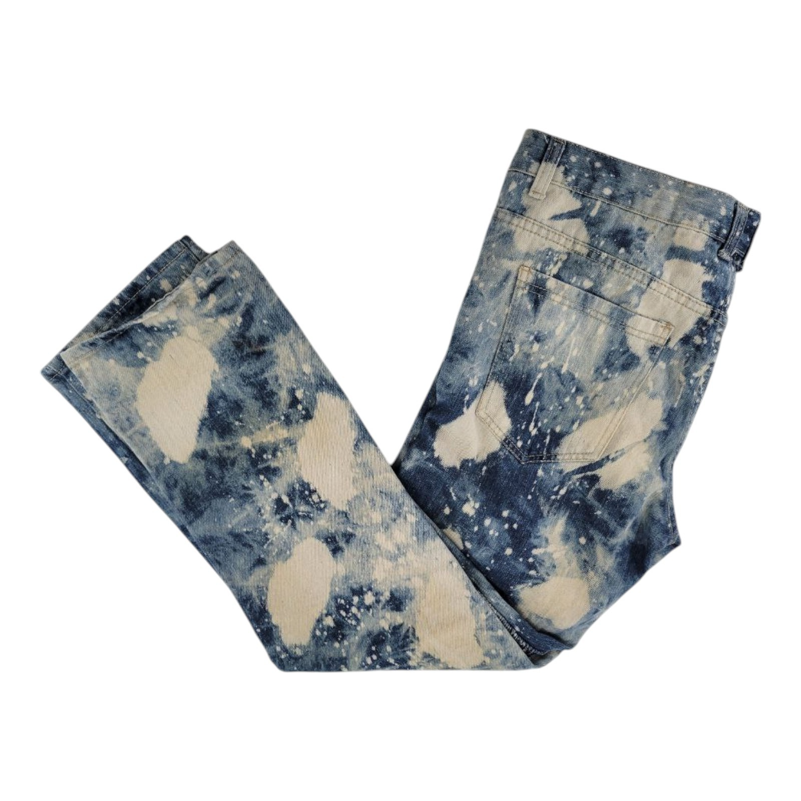 Denim & Rivets Stonewashed Distressed Moto Denim Jeans Bleached Mens Size 36