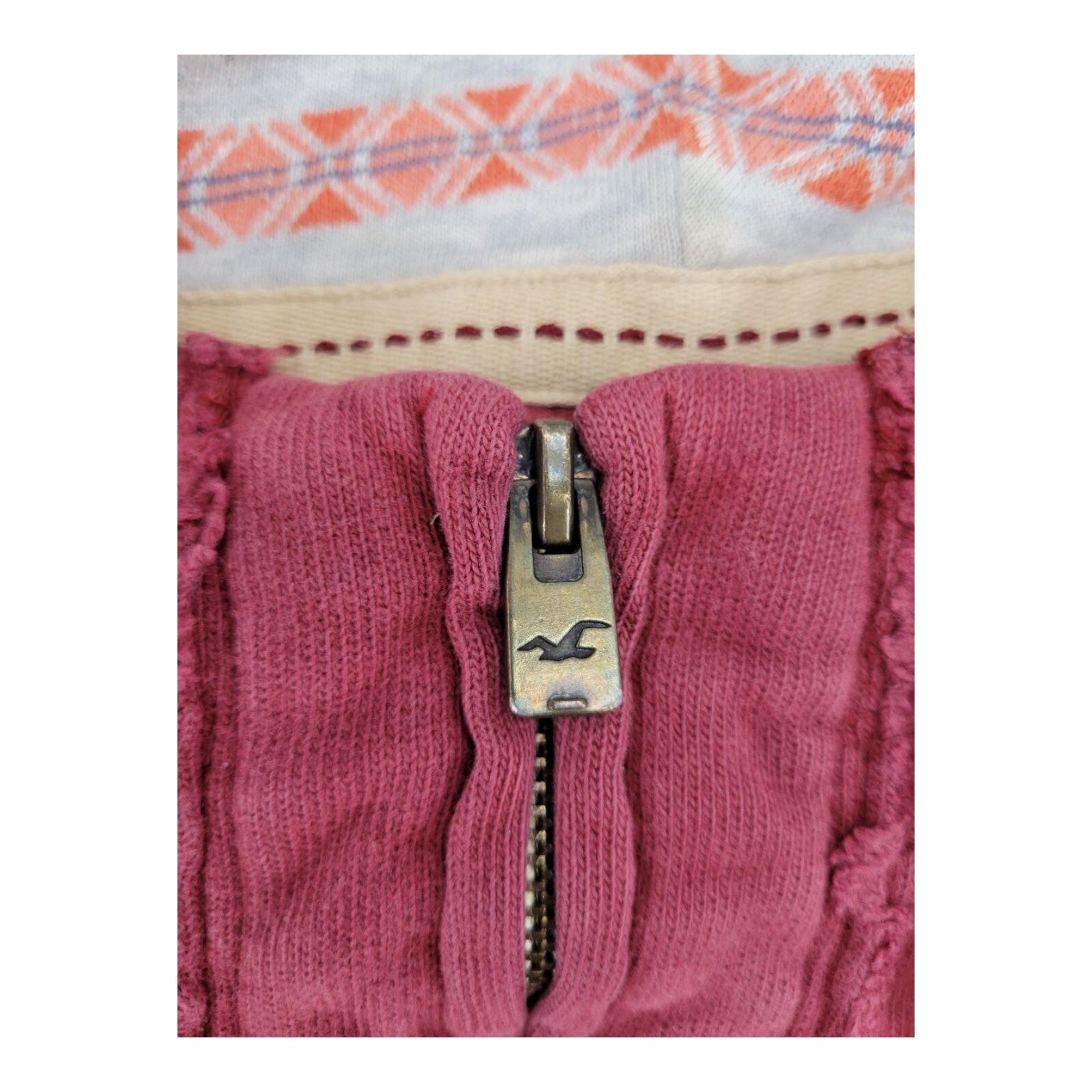 Hollister So Calif 1922 Hoodie Pullover Red Kangaroo Pocket Lined Hood Large