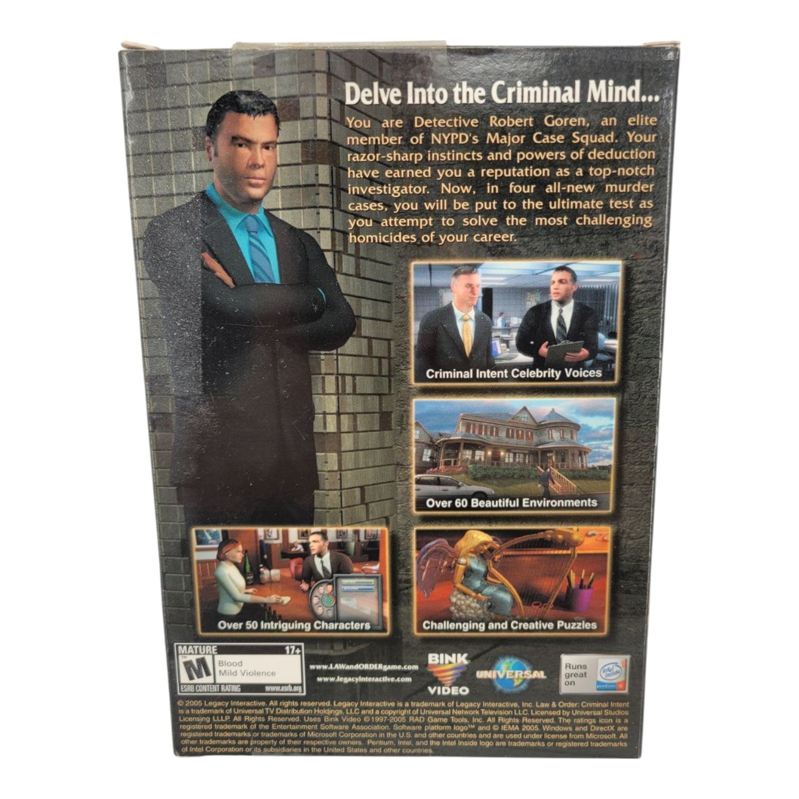 Legacy Interactive Law & Order Criminal Intent PC CD Game 2005 2000/XP/x64