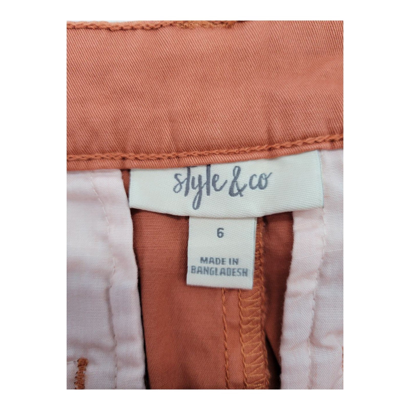 Style & Co Women's Ankle Pants Size 6 Rust Mid Rise Stretch Cotton Casual