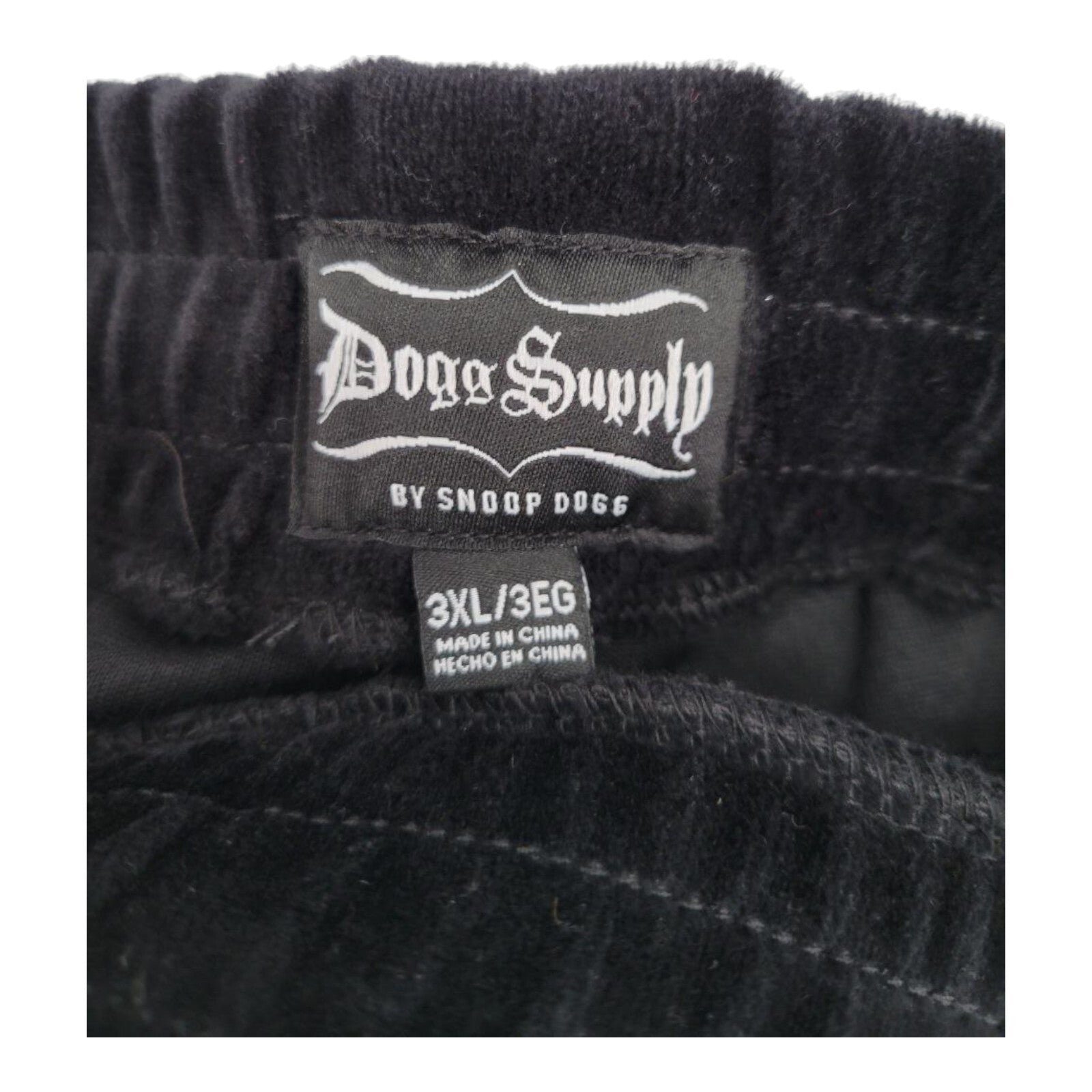 Dogg Supply by Snoop Dogg Velour Black Sweatpants Gold Zip Ankle Size 3XL