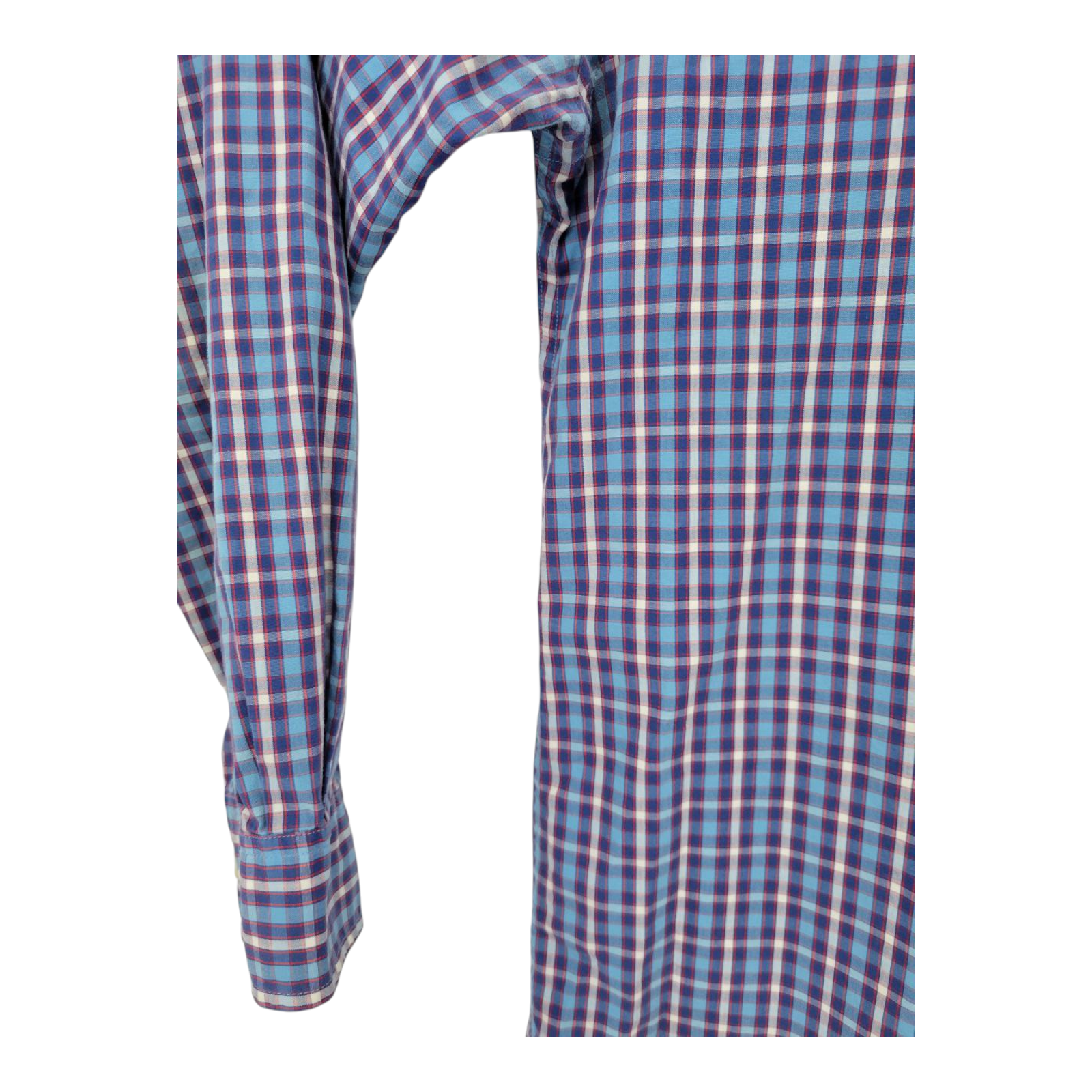 Tommy Hilfiger Shirt Mens Long Sleeve Blue Classic Plaid Button Size M