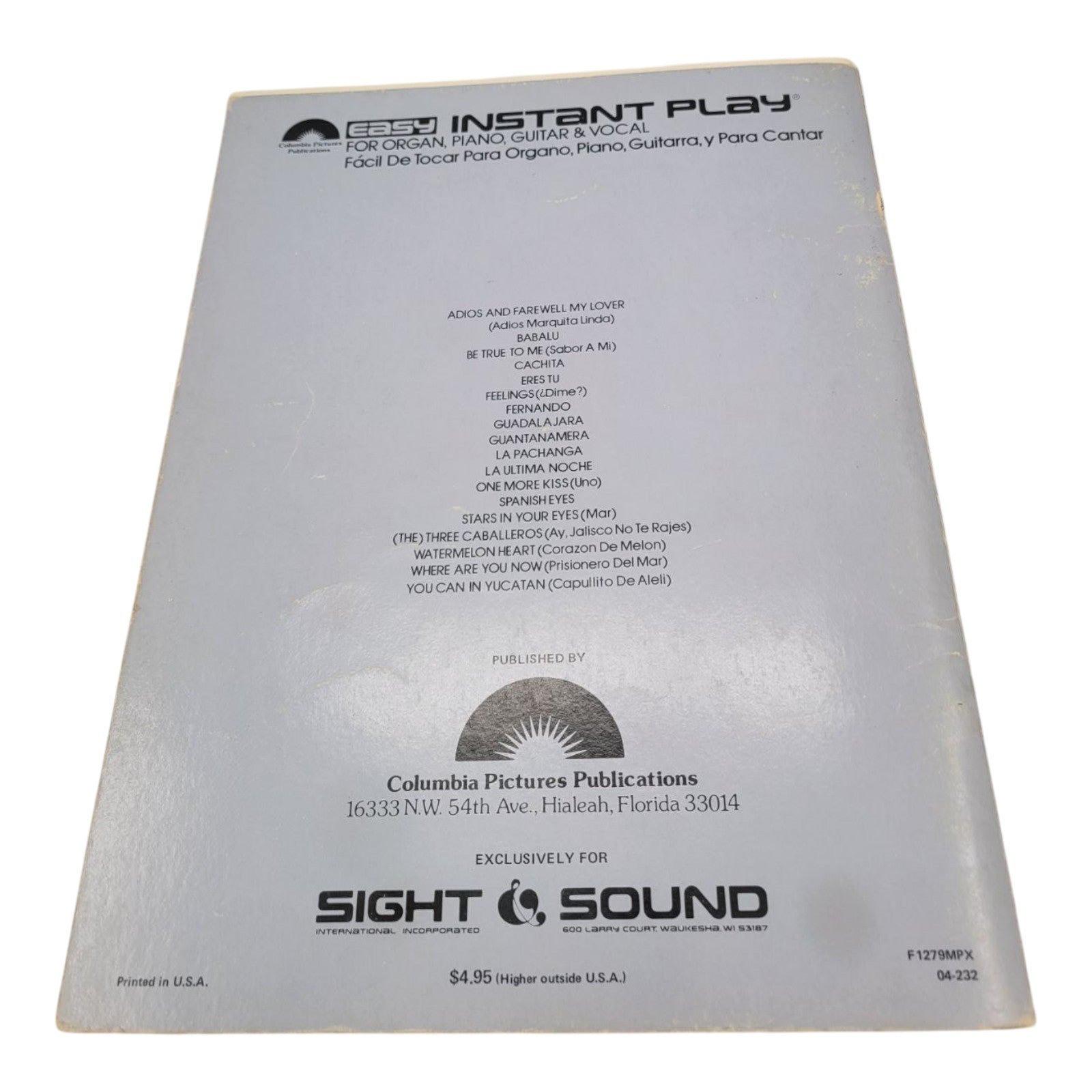 Spanish Eyes #15A Easy Instant Play for Piano Keyboards Guitar & Vocal 1979