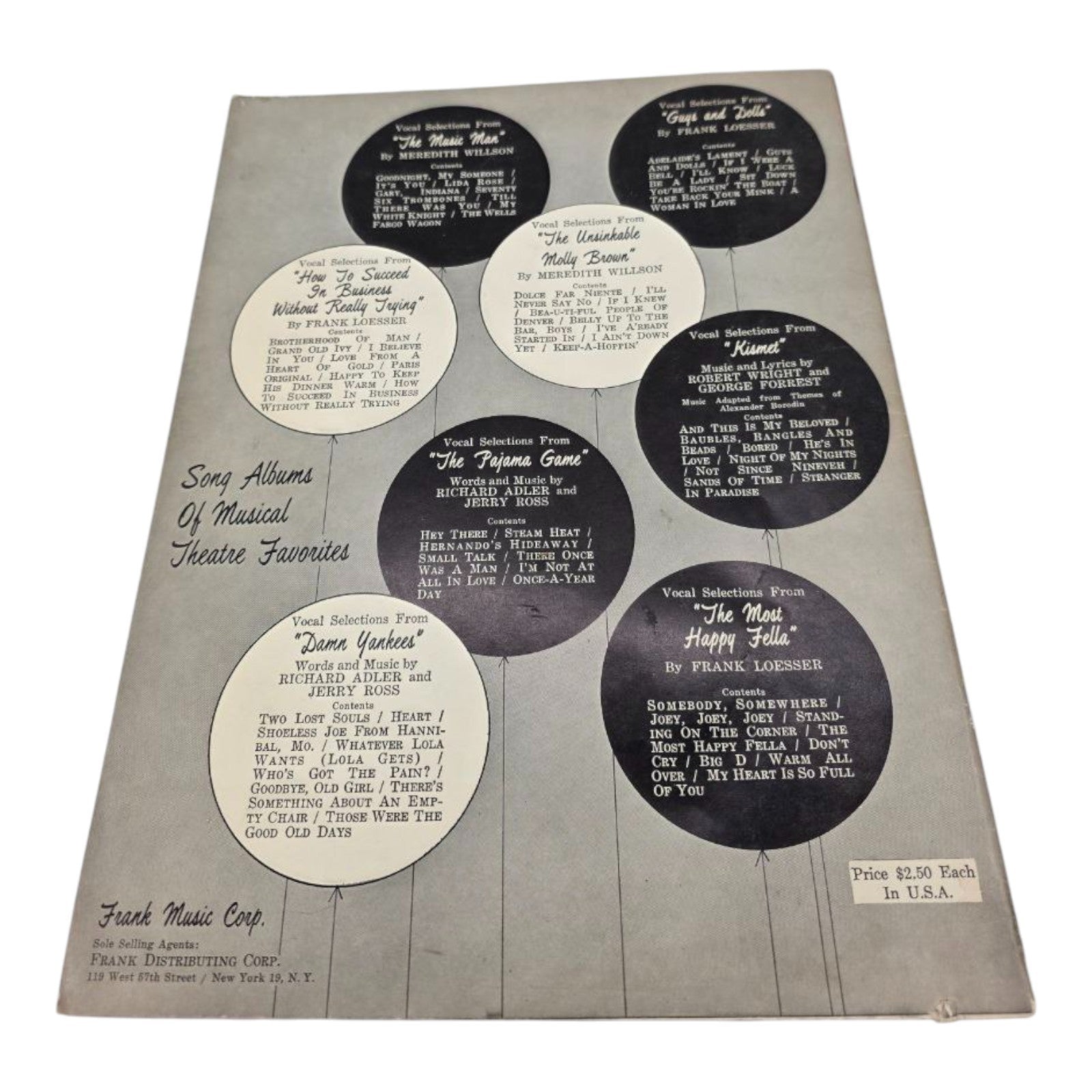 The Pajama Game Vocal Selections Sheet Music Book Doris Day Frank Music Corp