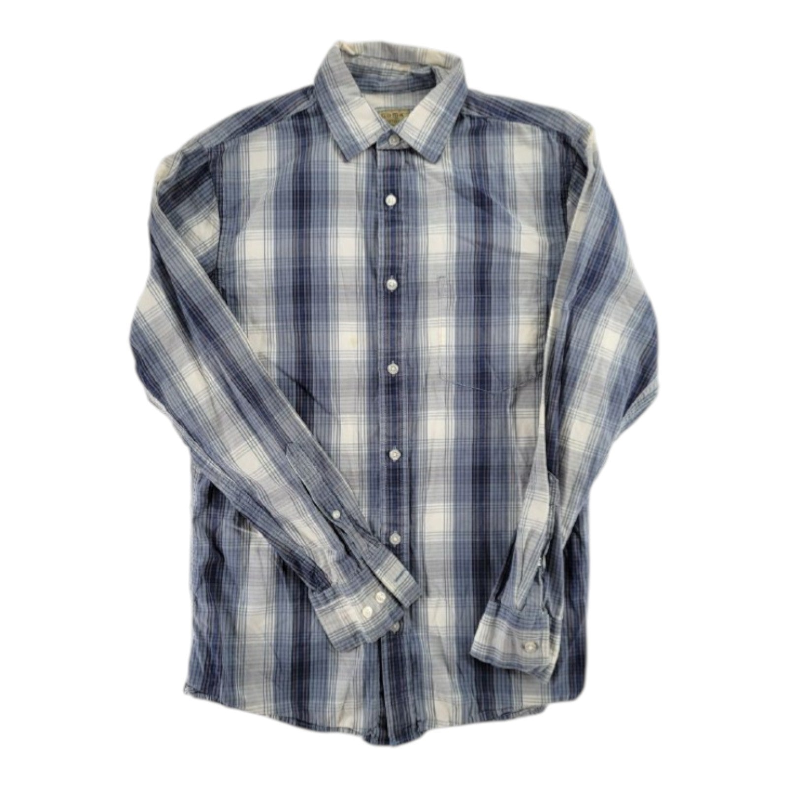 Sonoma Life Style Blue Plaid Button-Up Shirt Long Sleeve Men's Size Small