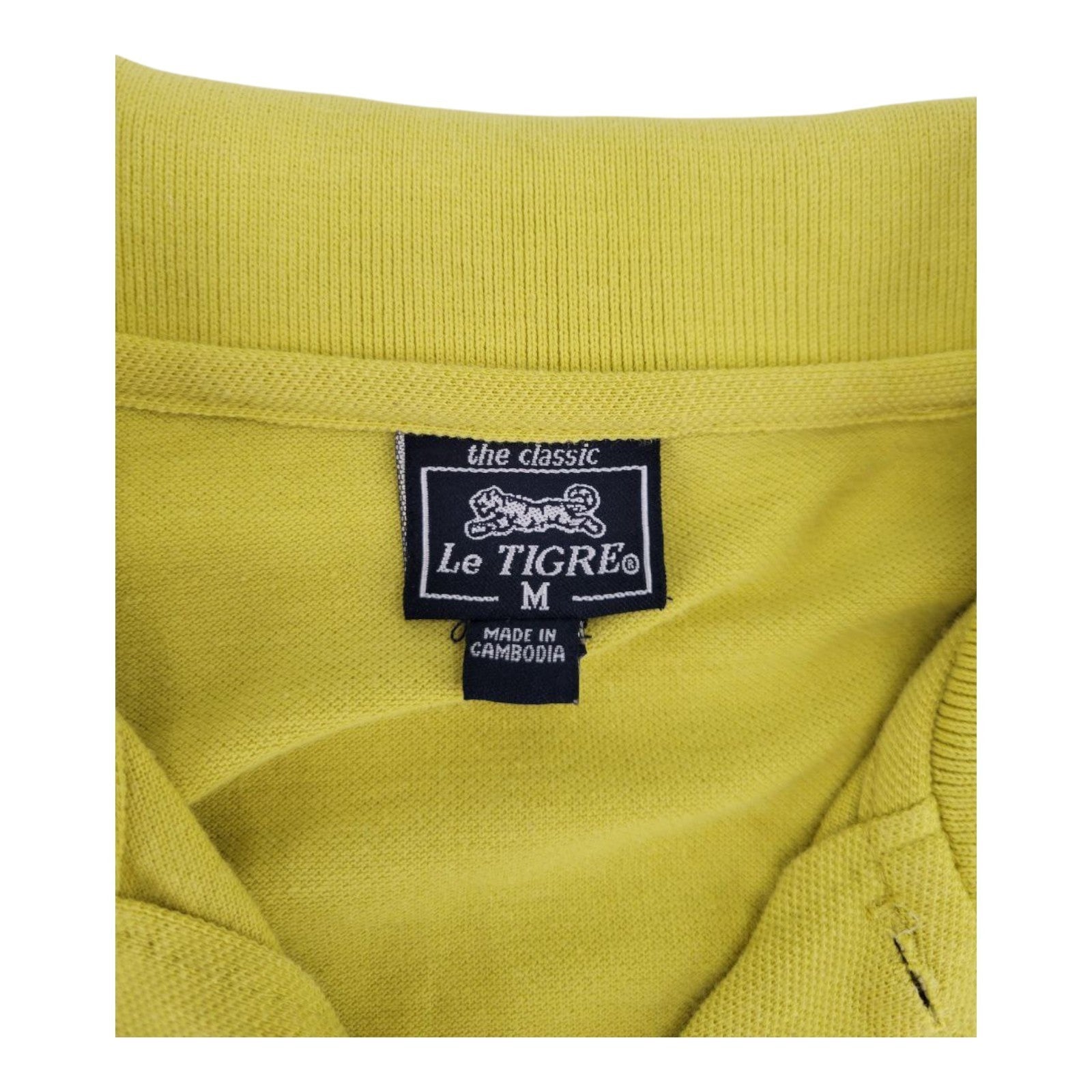Le Tigre The Classic Mens Yellow Polo Shirt Cotton Short Sleeve Size M