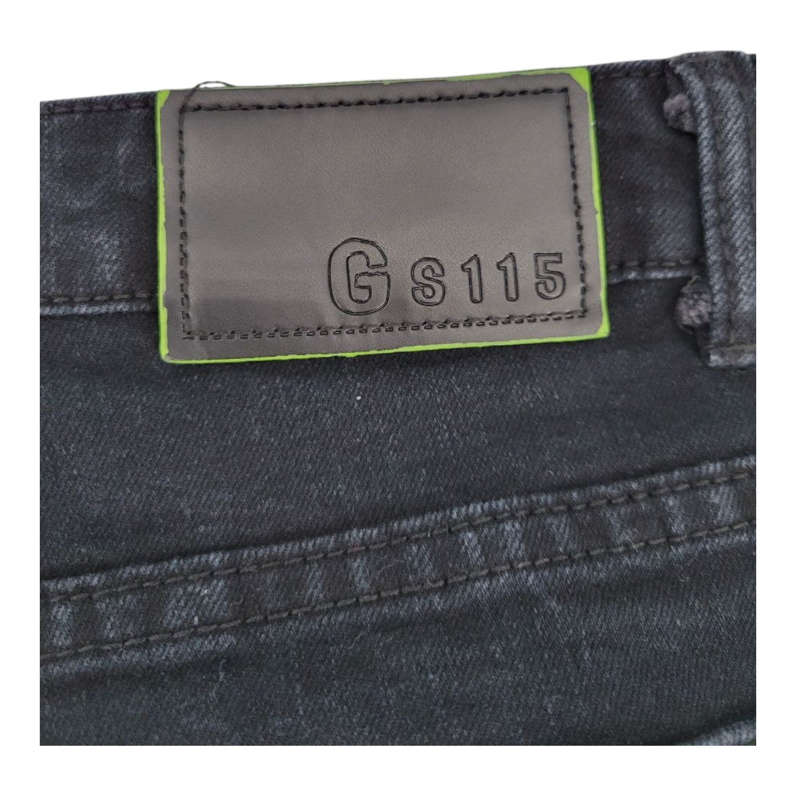 GS115 Black Distressed Denim Jeans Neon Patchwork Stud Detail Mens Size 38