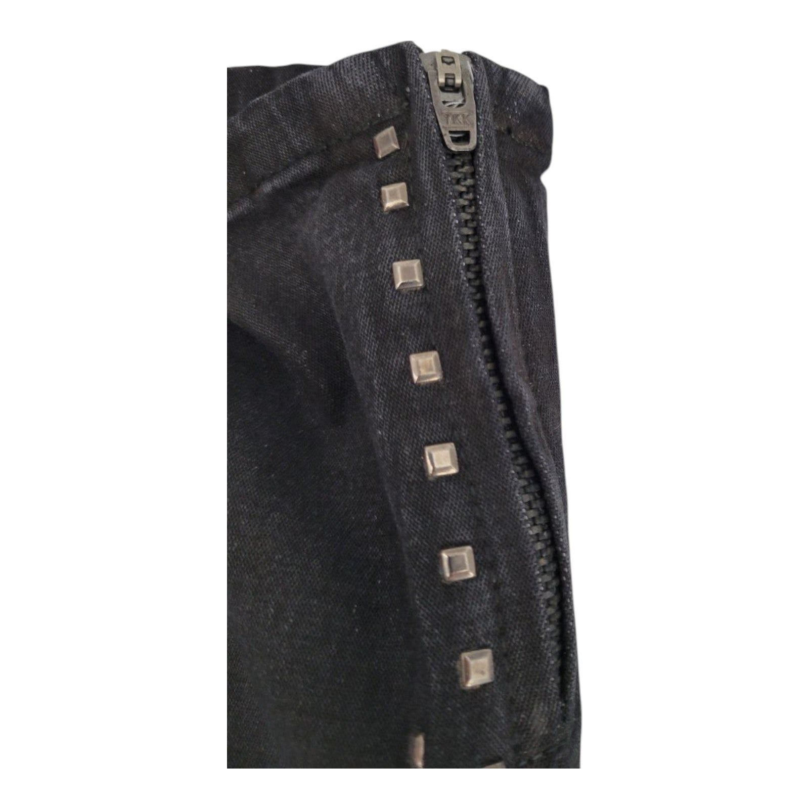 DG2 by Diane Gilman Black Studded Moto Jeans Size 14 Stretch Zip Hem