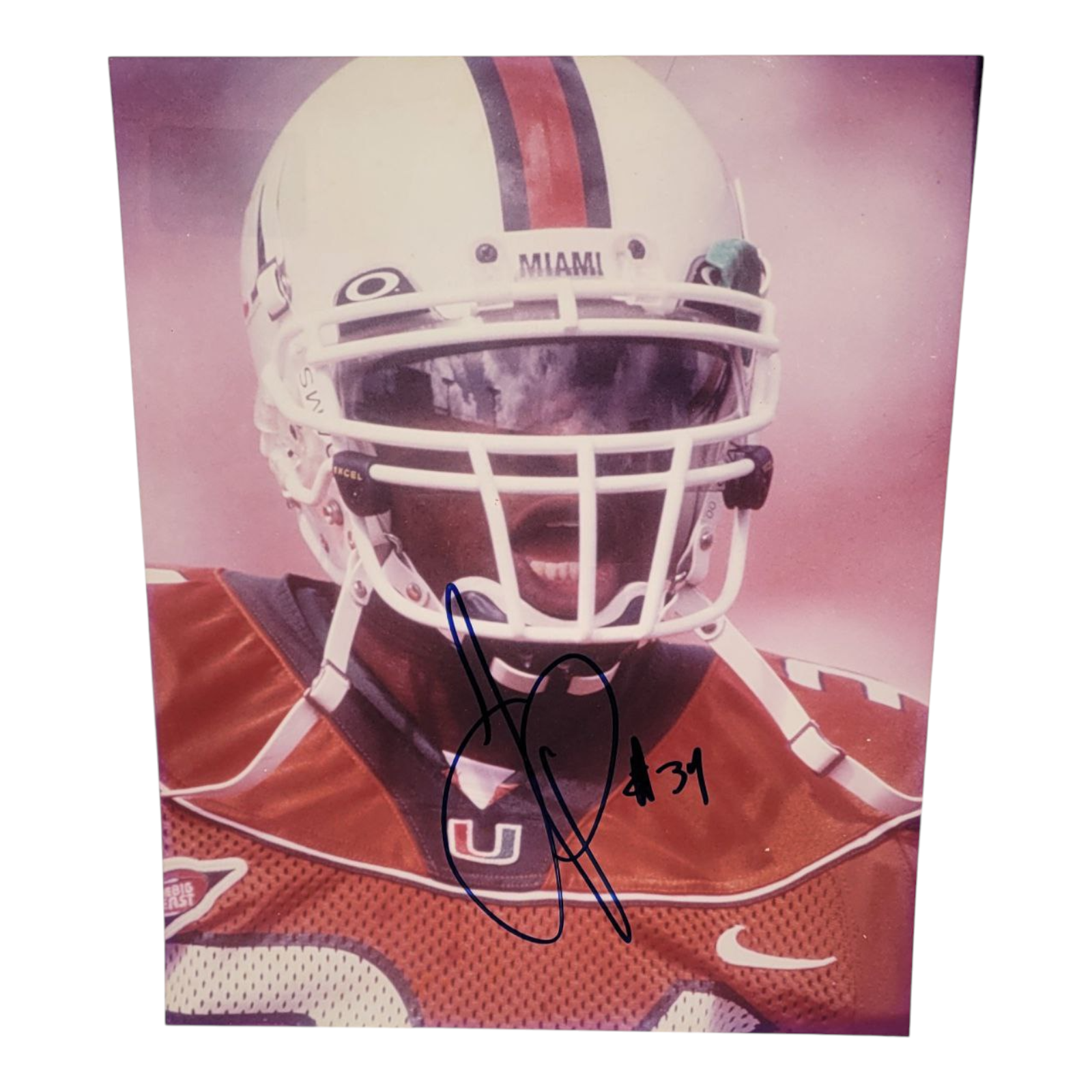 NCAA Miami Hurricanes Football Player #34 Autographed Photo