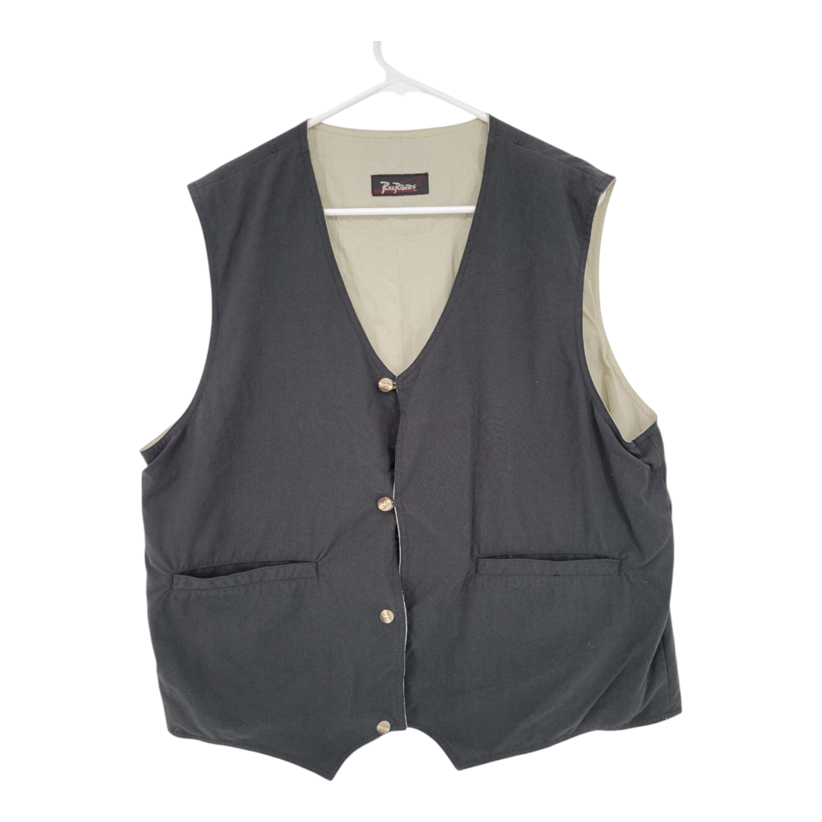 RailRiders Mens Black Button Vest Zipper Pockets