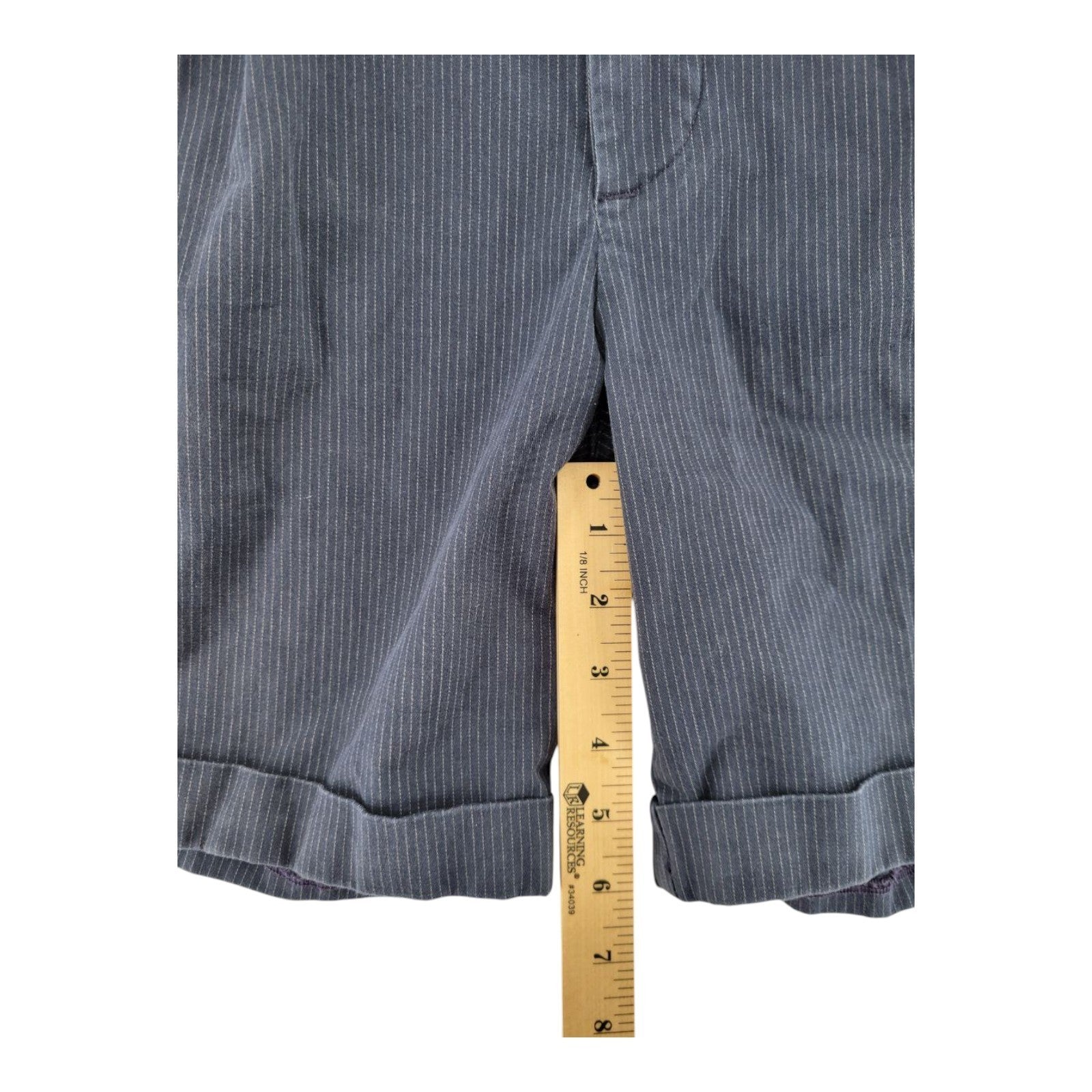 Abercrombie & Fitch Mens Navy Pinstripe Stretch Chino Shorts Size 36