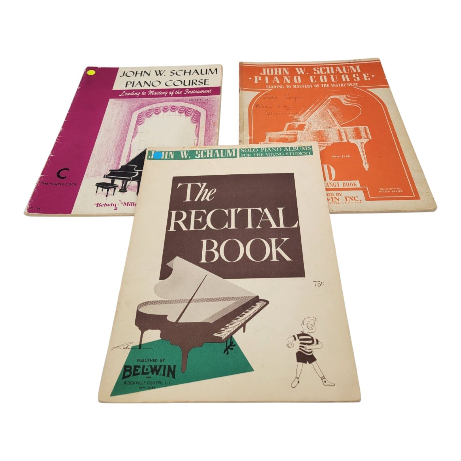 John W Schaum Piano Course and Recital Book Set 1945 Belwin Mills Publishing