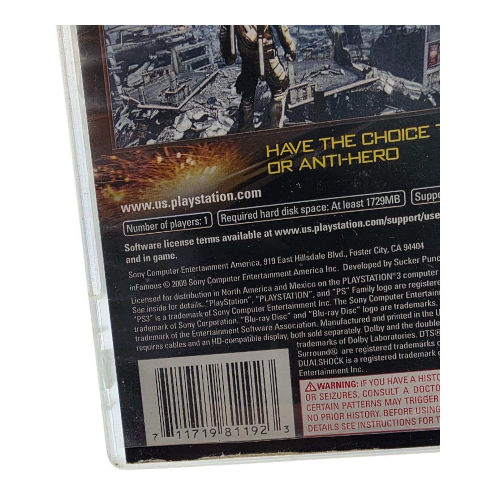 inFAMOUS Sony PlayStation 3 2009 PS3 Action Video Game Tested No Manual