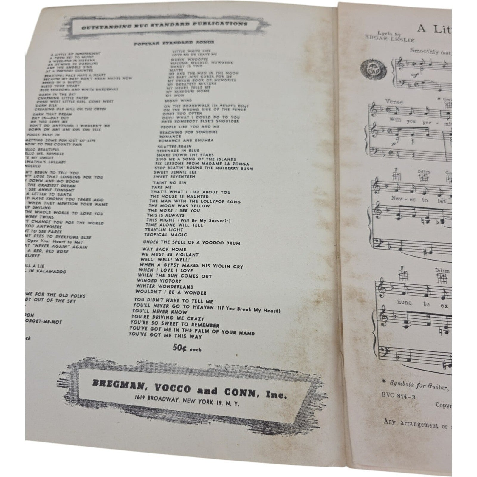 Vintage 1935 Sheet Music A Little Bit Independent By Edgar Leslie and Joe Burke