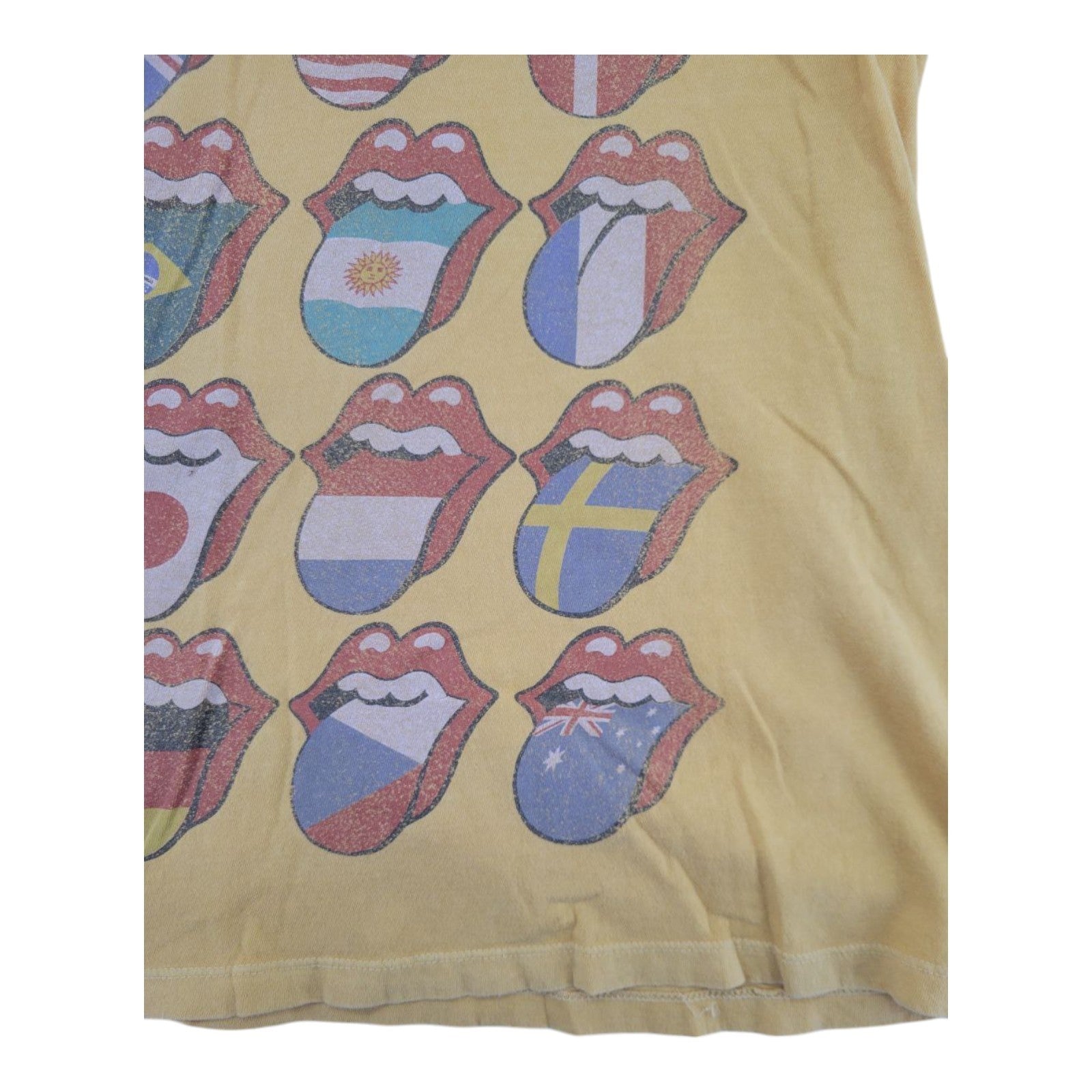 The Rolling Stone Womens Yellow Crew Neck Short Sleeve Graphic T Shirt Size M