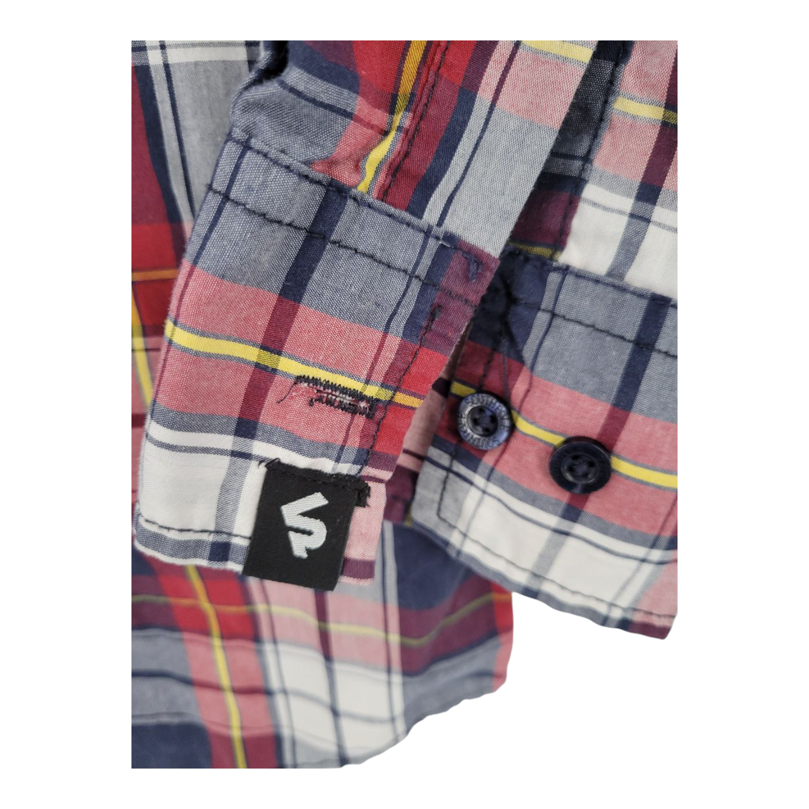 Southpole Mens Long Sleeve Plaid Shirt Red Blue Plaid Button Up Size XL