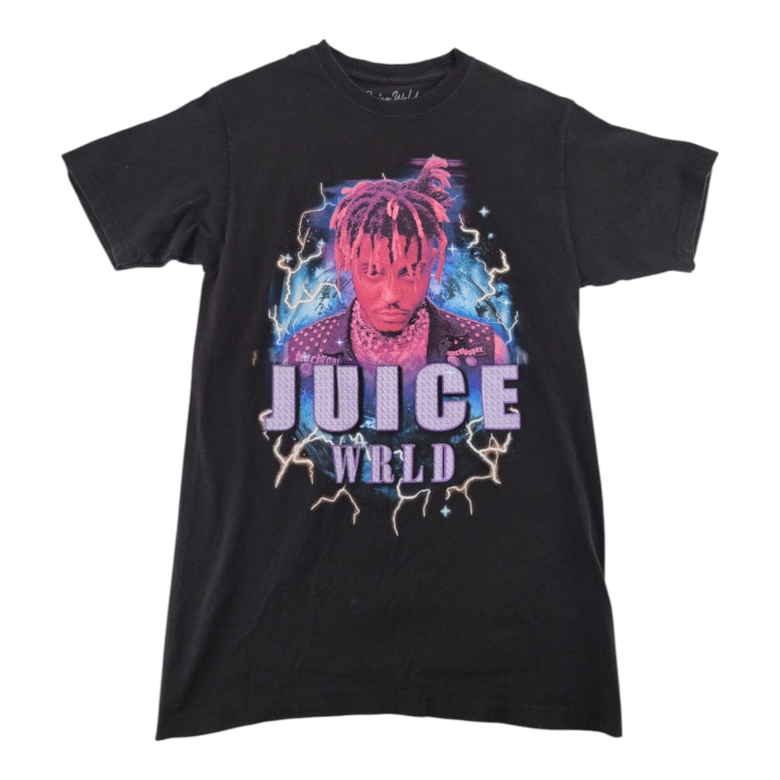 Juice WRLD Graphic T-Shirt Black Size M Lightning Earth Cotton