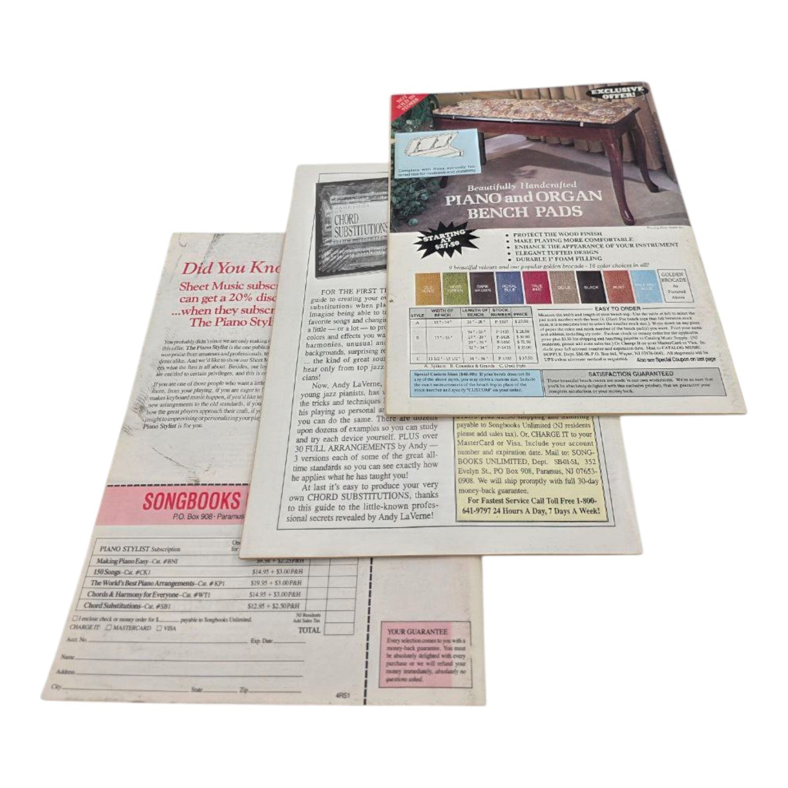 Lot of 3 Vintage Sheet Music Magazines 1990s & Early 1990s Easy Play Editions