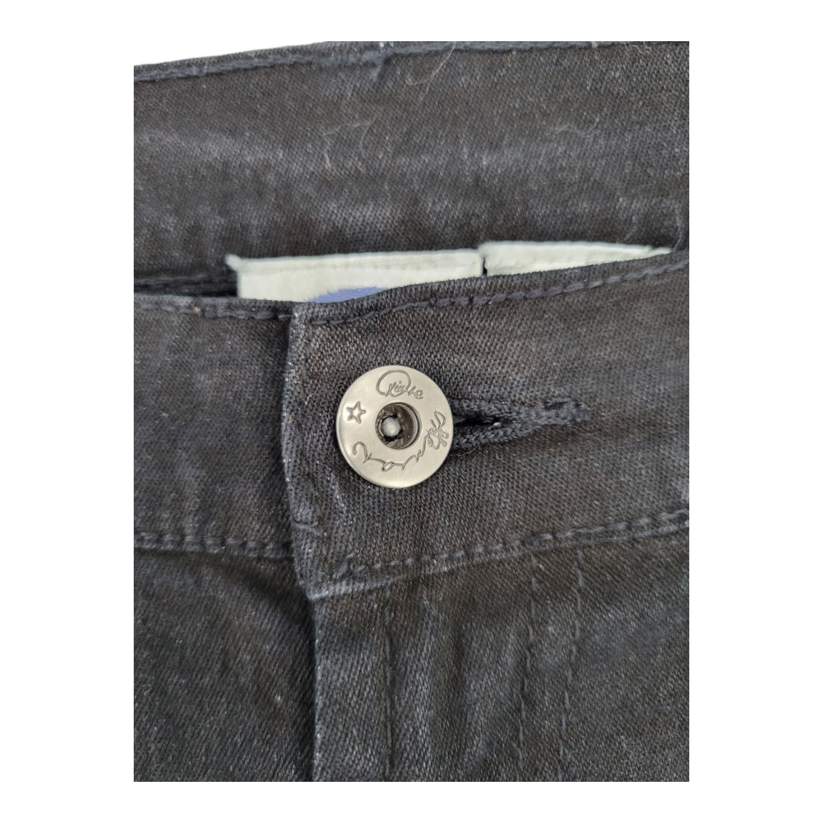 DG2 by Diane Gilman Black Skinny Jeans Size 14 Floral Embroidered Studded Hem