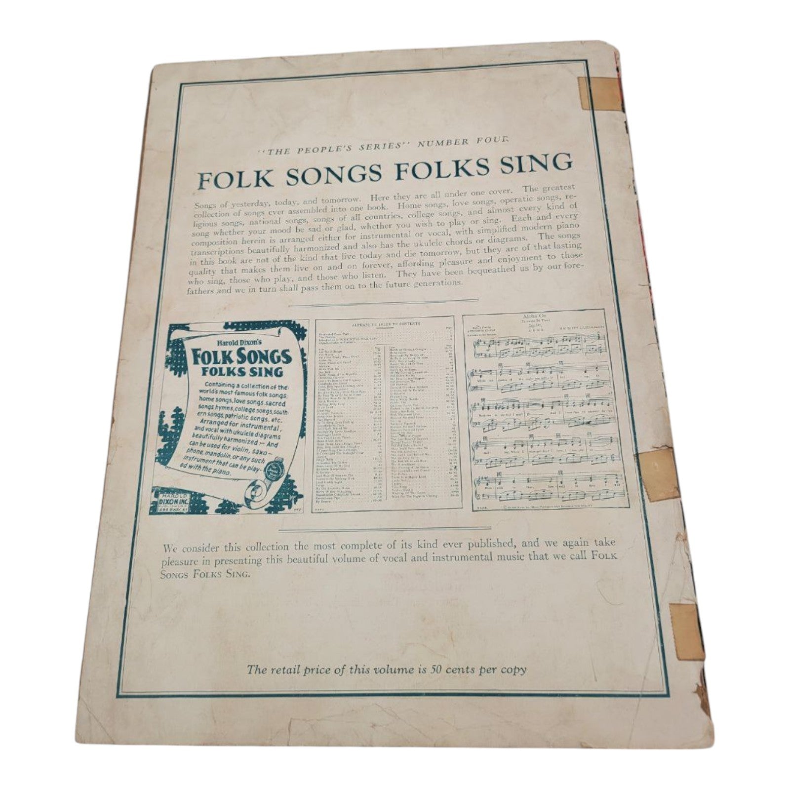 Harold Dixons Songs the People Sing Vol 1 The Peoples Series Sheet Music Book