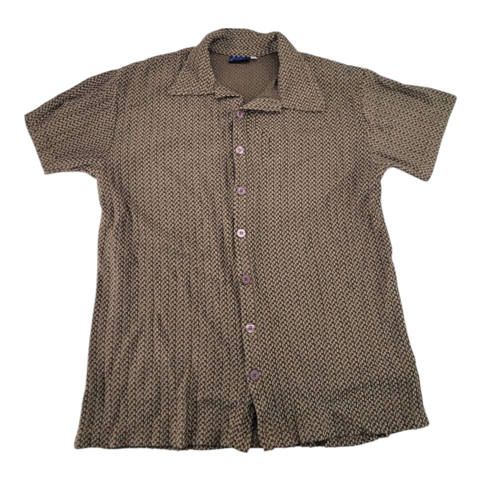Positano by Charlie Lapson City Collection Brown Retro Textured Button Shirt 2X