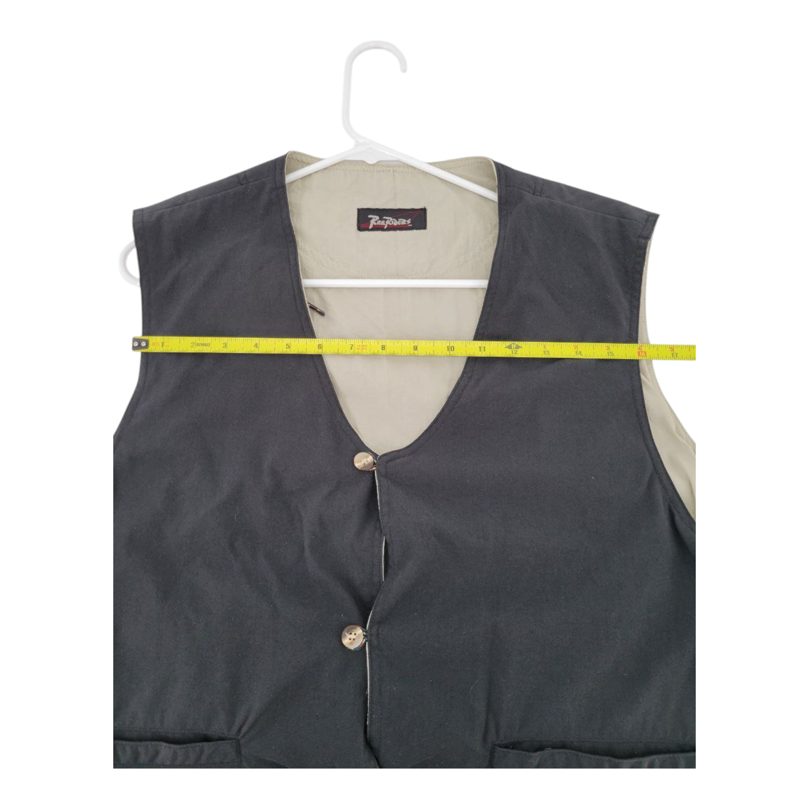 RailRiders Mens Black Button Vest Zipper Pockets