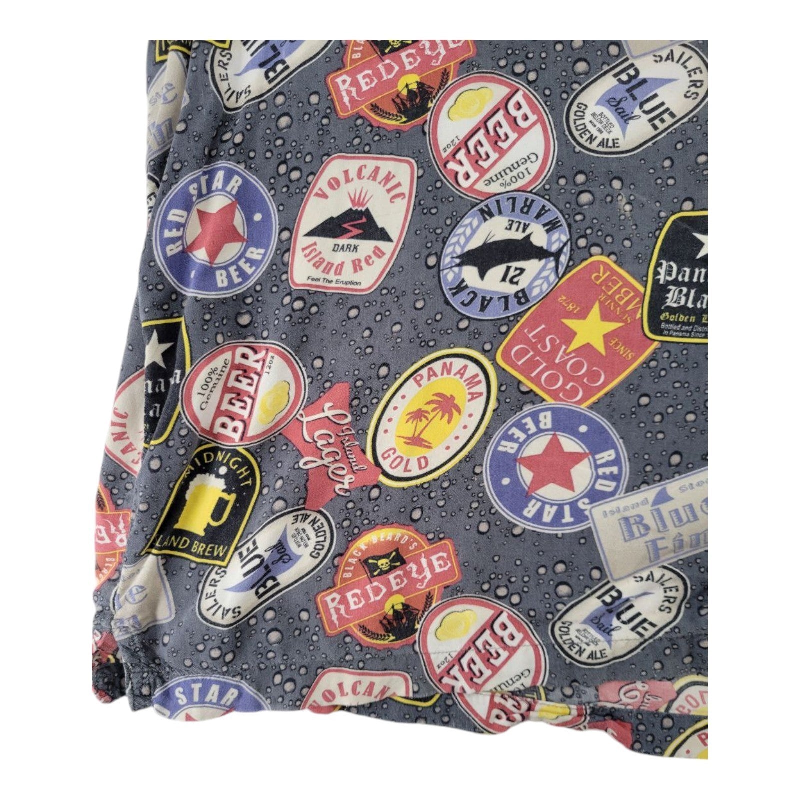 George Men's Beer Label Shirt 3XL Gray Short Sleeve Button-Up Casual