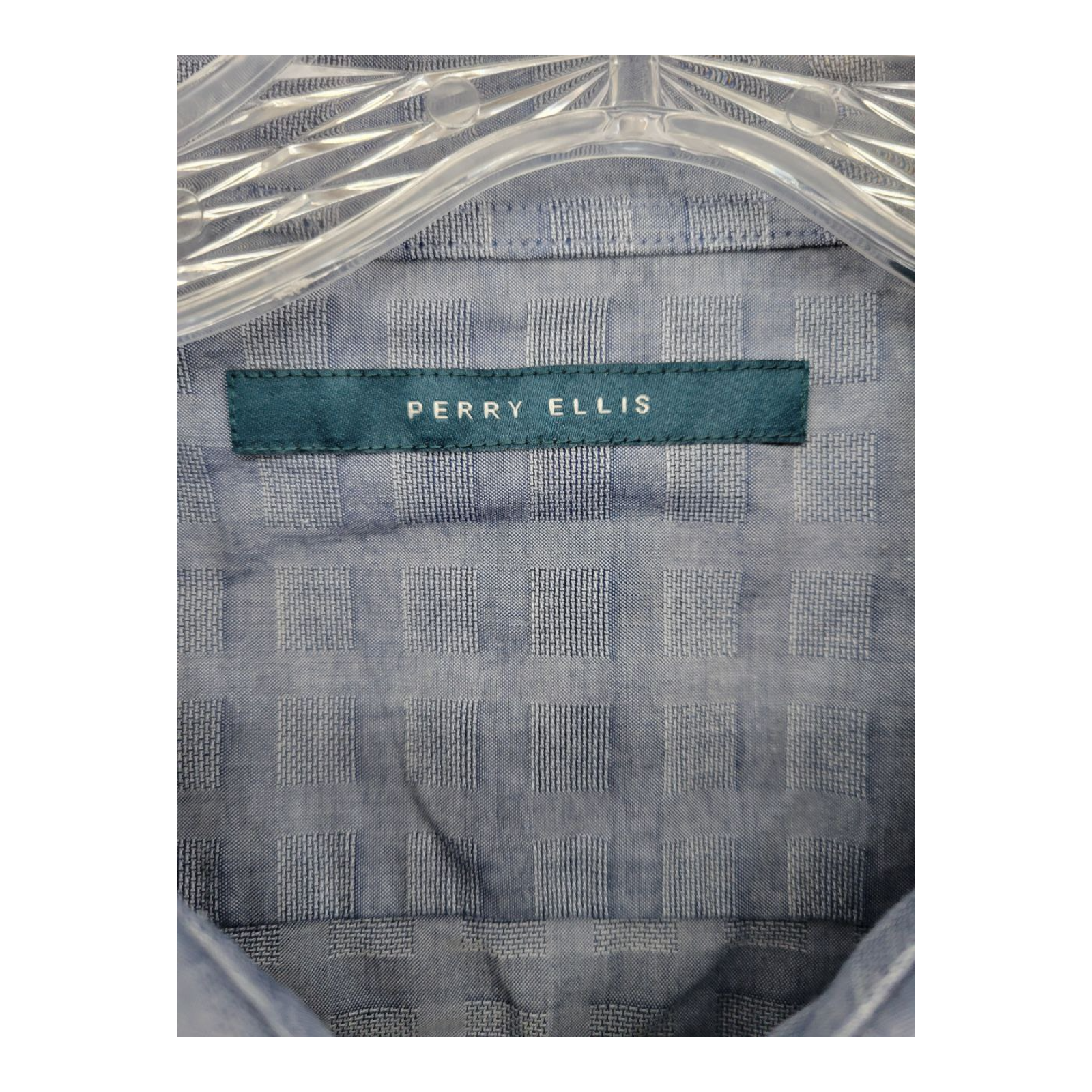 Perry Ellis Mens Gray Textured Check Short Sleeve Button Up Shirt XXL