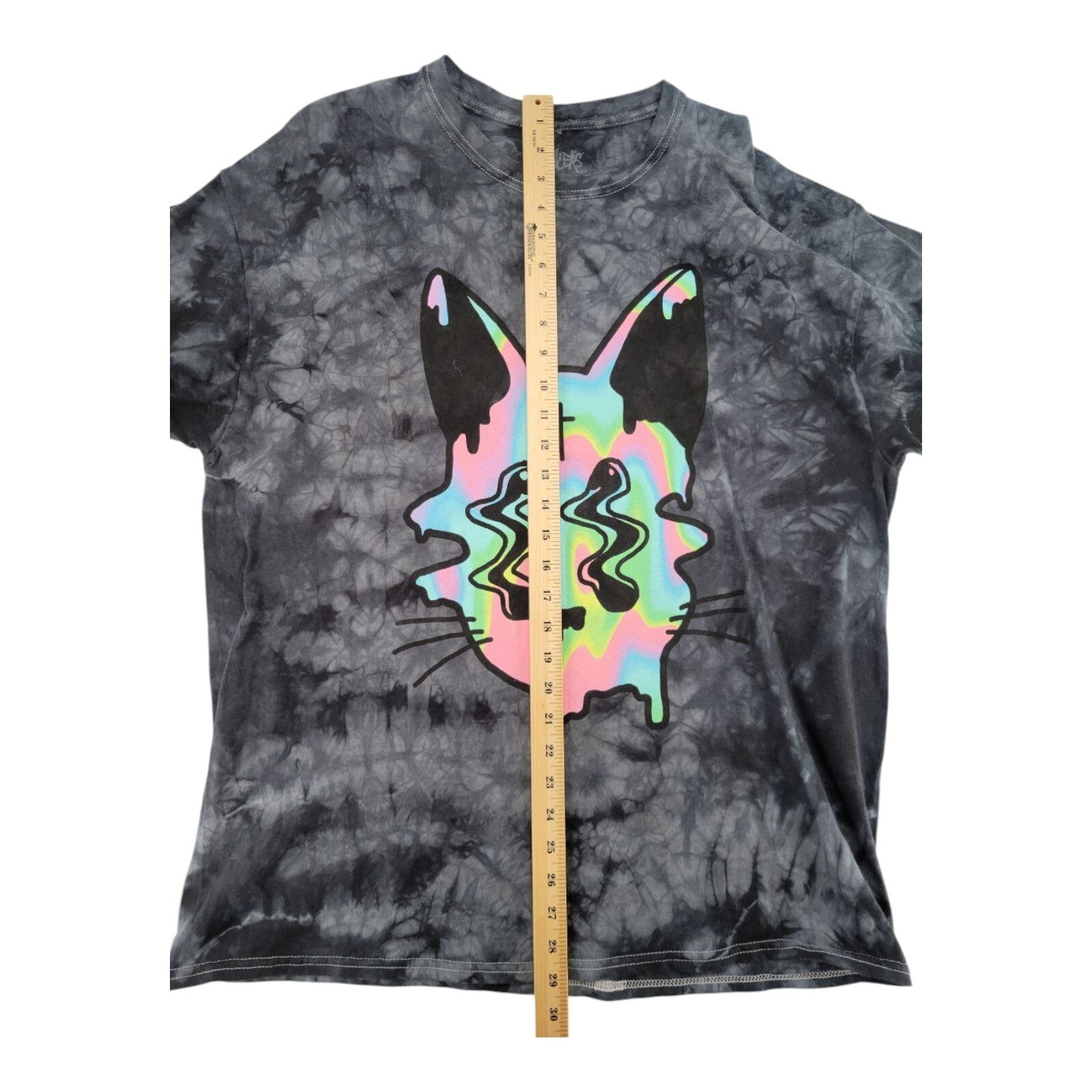 Spencers Tripy Tie Dye Psychedelic Melty Meow Cat Shirt Mens Size XL