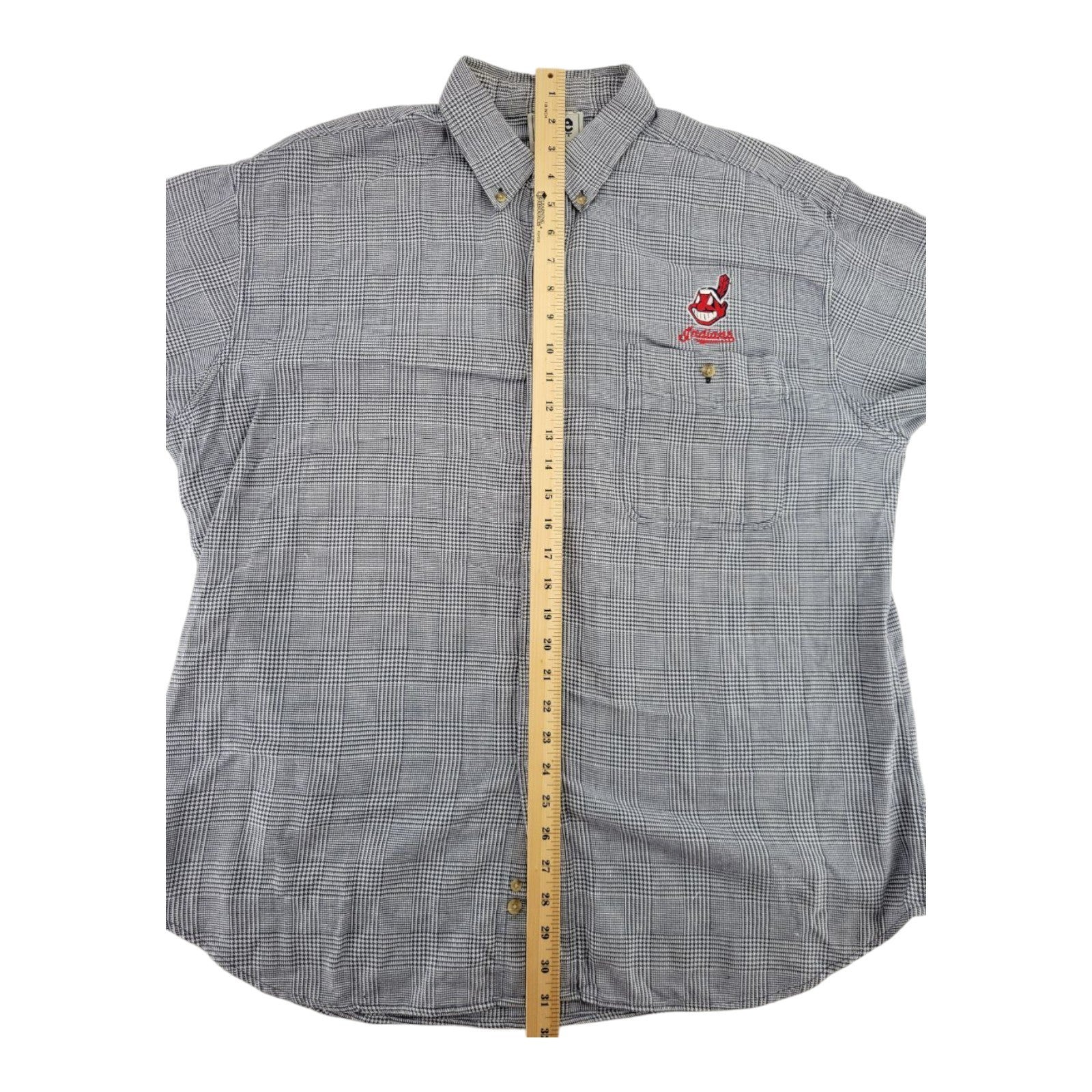 Lee Sport Cleveland Indians Plaid Button Down Shirt Long Sleeve Size XL