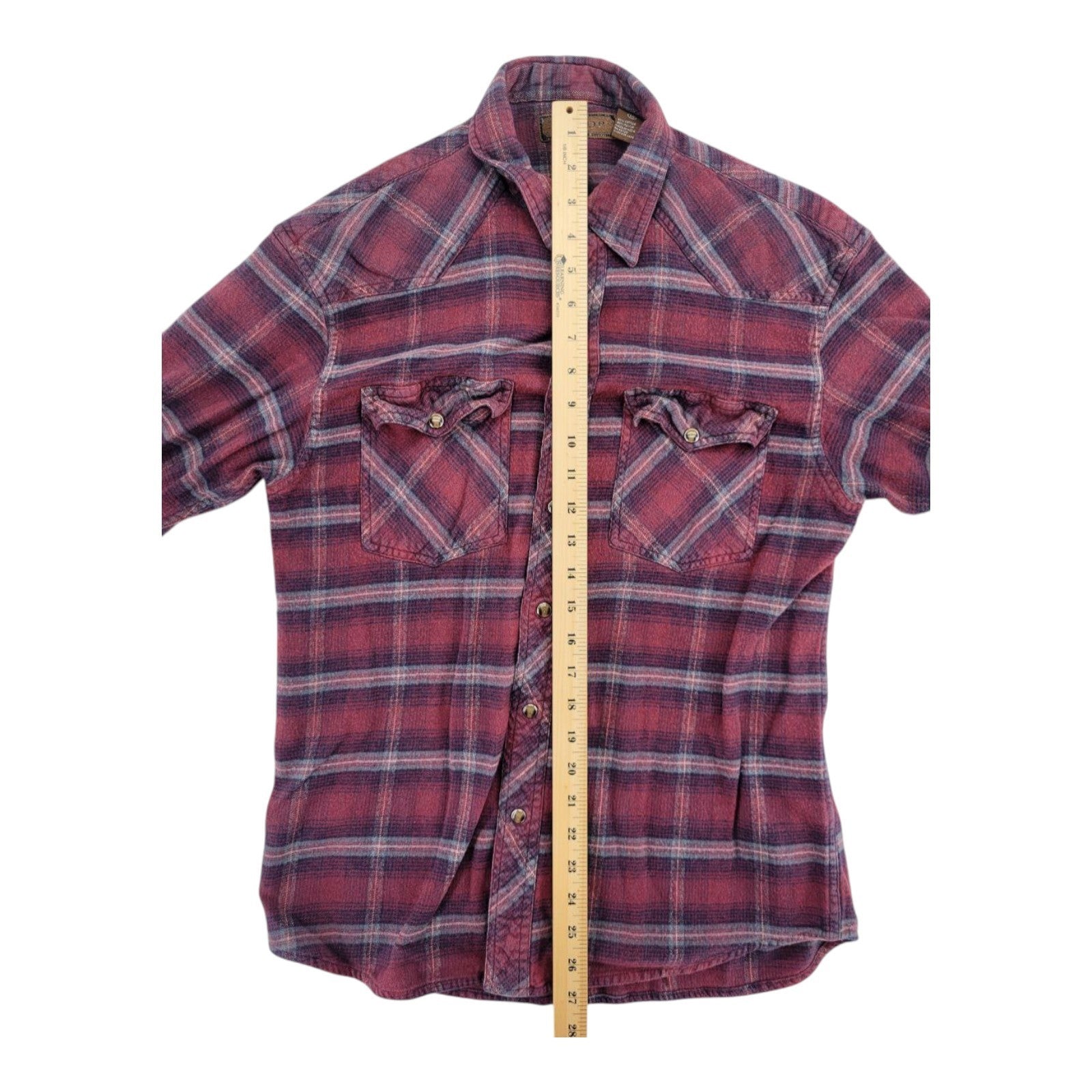 Gallop Men's Red Plaid Western Pearl Snap Flannel Shirt Size M