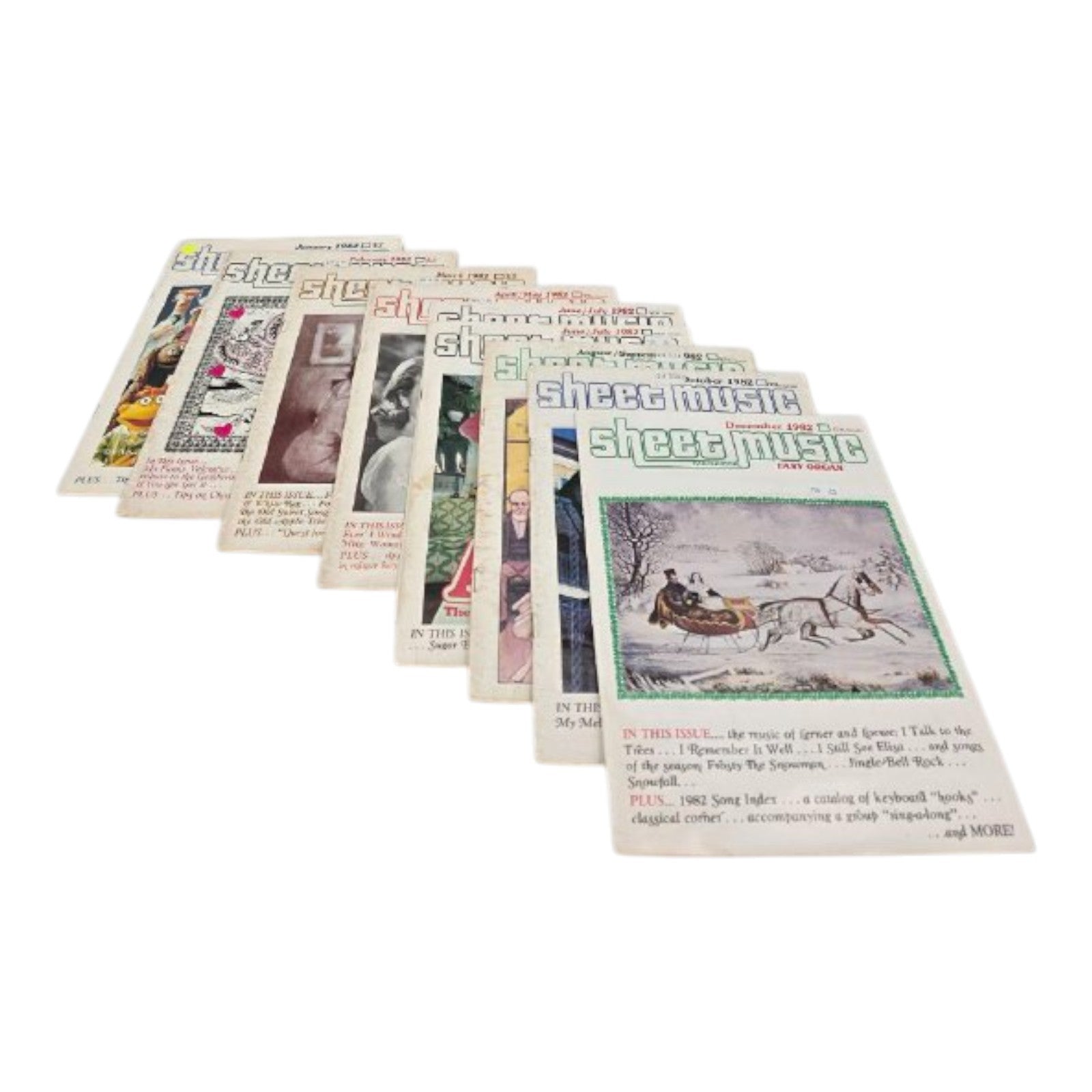 Lot of 9 Vintage 1982 Sheet Music Magazine Jan to Dec Easy Organ Keyboard Guitar