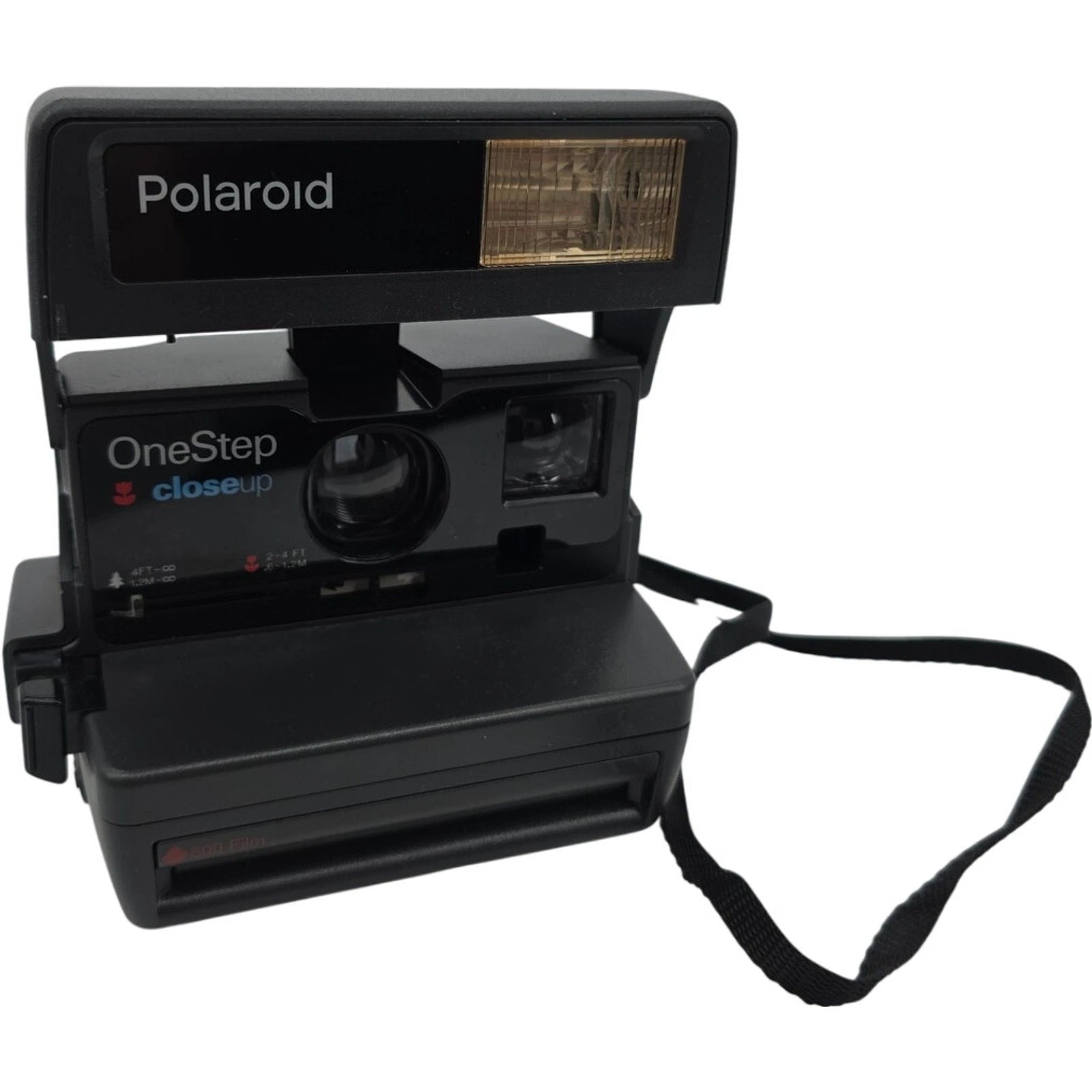 Polaroid OneStep CloseUp 600 Instant Film Camera Black Tested Working with Strap