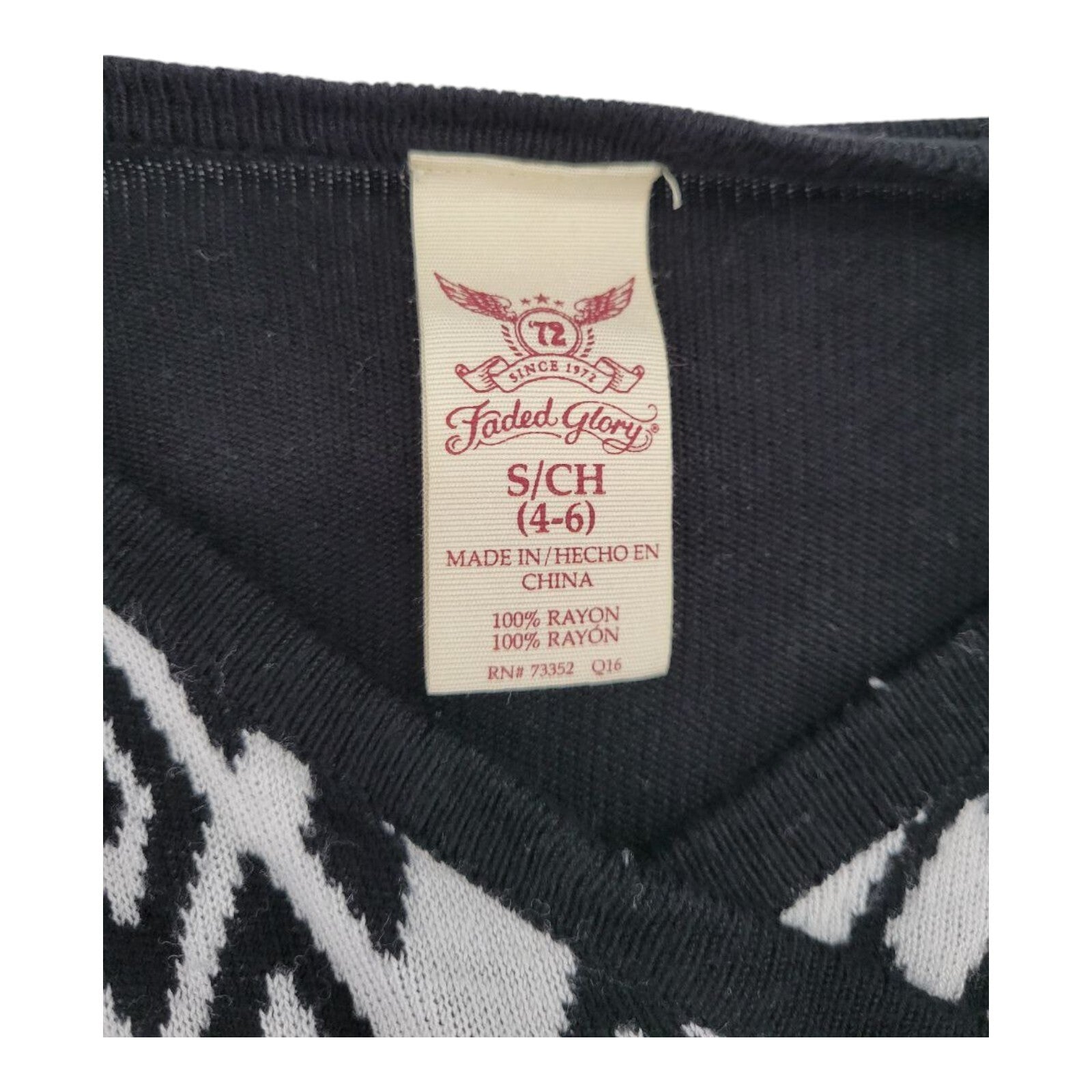 Faded Glory Cardigan Sweater Womens Black White Aztec Print Size Small